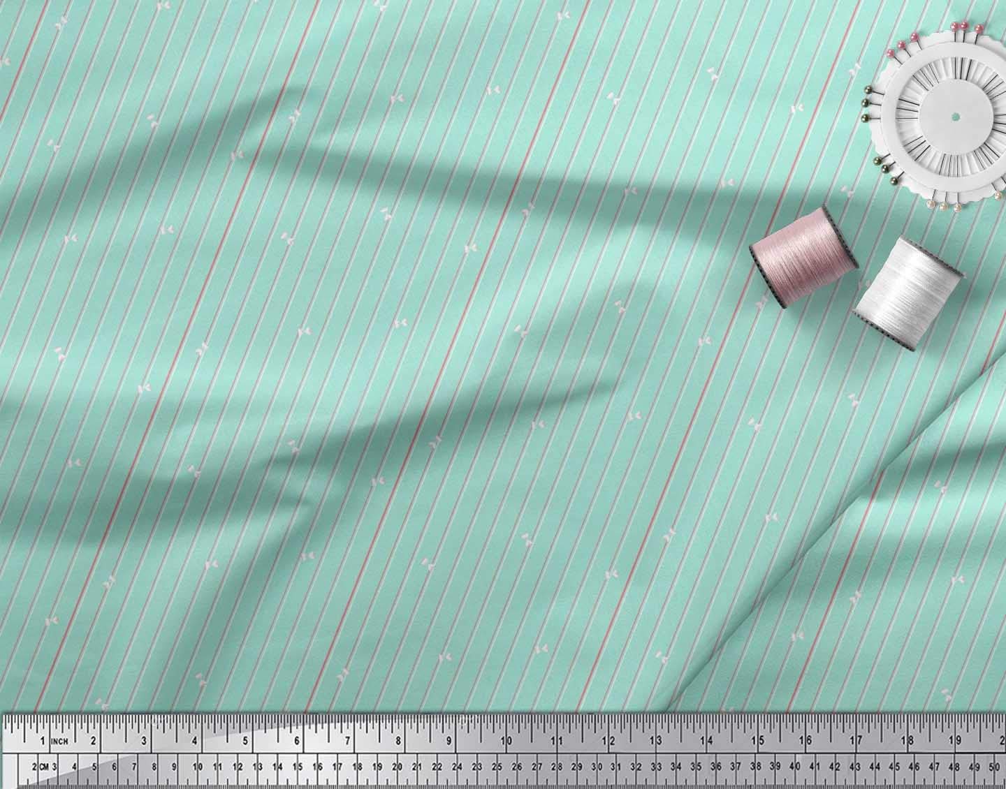 Soimoi Japanese Crepe Satin Fabric - Striped & Sand Timer Print Shirting Material - 1 Yard (42 Inches Wide) - Perfect for Dresses, Blouses, and DIY Sewing Projects