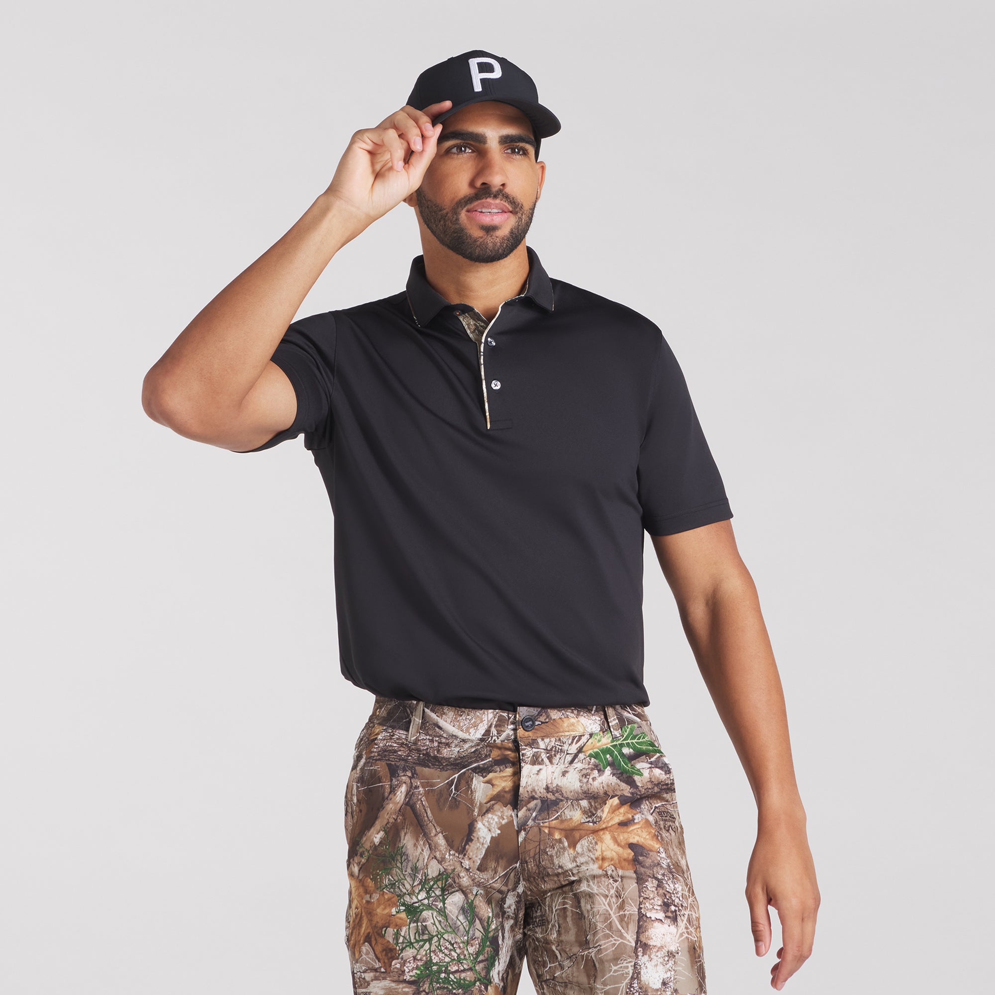 Realtree® Camo Tipped Golf Polo Shirt for Men - Moisture Wicking & UV Protection - Perfect for Golf, Outdoor Sports & Casual Wear