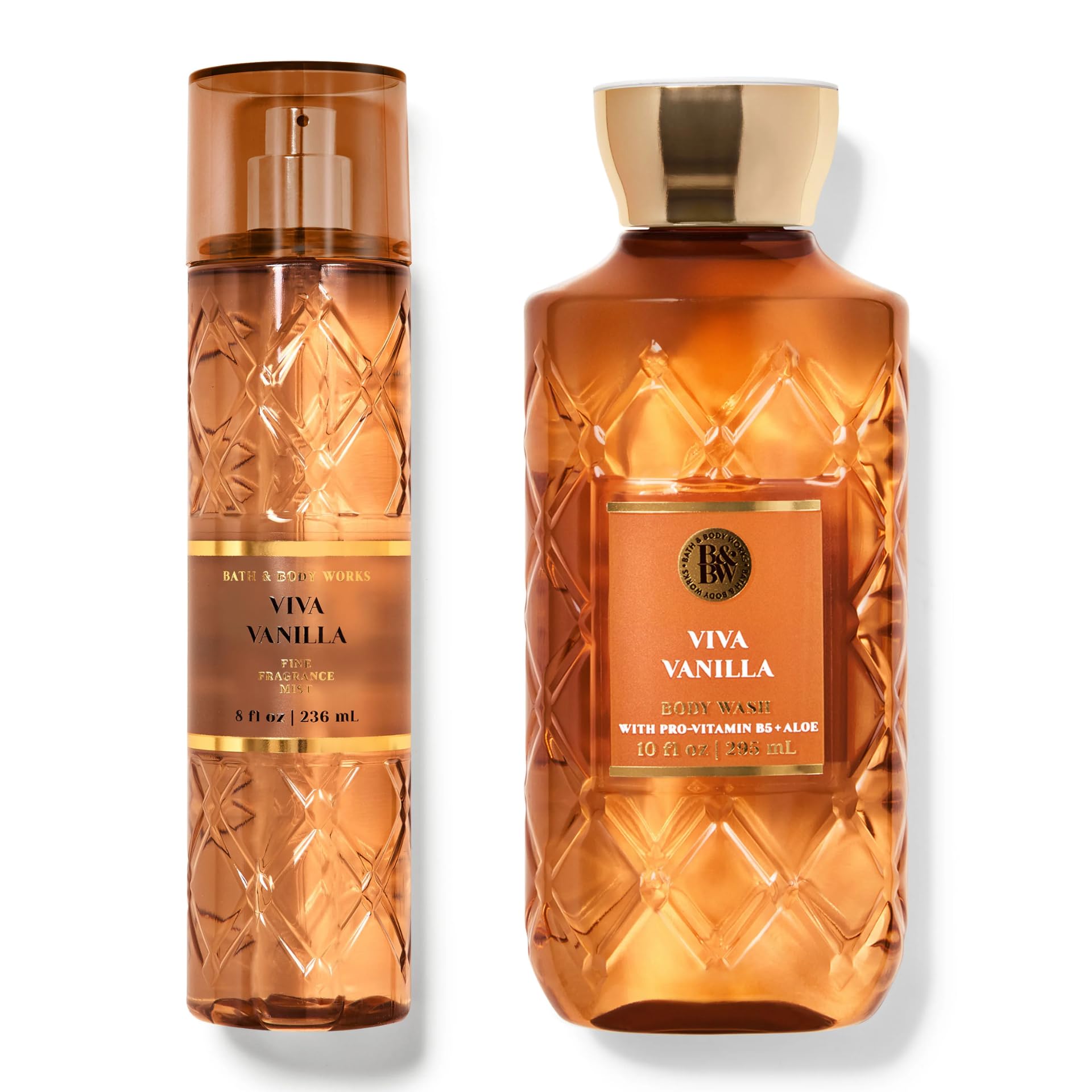 Bath & Body Works Viva Vanilla Fine Fragrance Mist & Body Wash Set - 8oz Perfume Spray & 10oz Shower Gel for Women | Long-Lasting Vanilla Scent, Gift Idea for Birthdays & Self-Care Routine