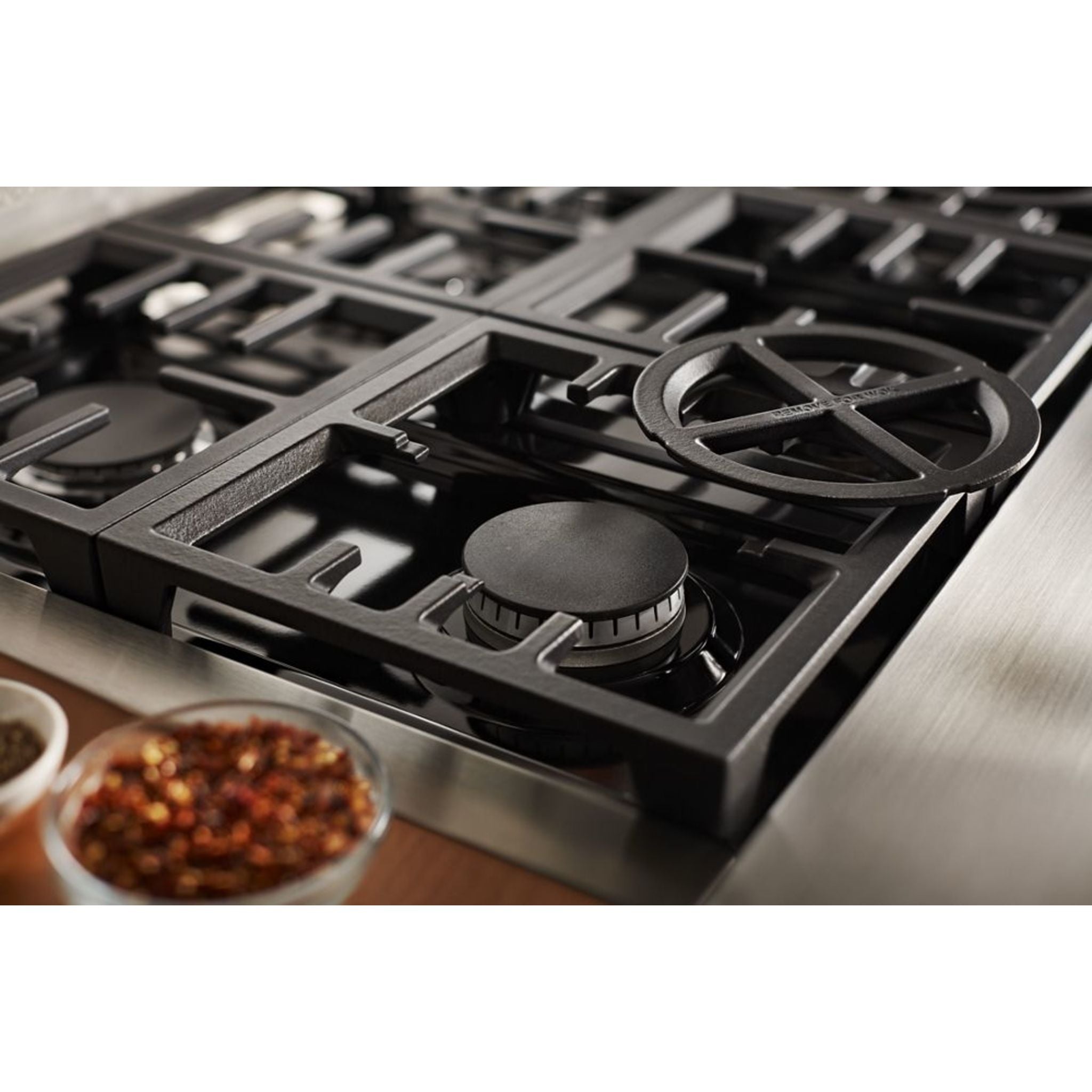 KitchenAid 48 Inch 5 Burner Gas Cooktop with Continuous Grates - Stainless Steel (KCGC558JSS) | Perfect for Home Chefs & Modern Kitchens