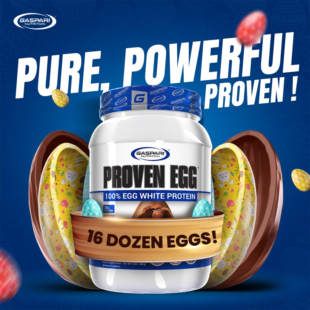 Gaspari Nutrition Proven Egg - 100% Egg White Protein Powder, 25g Protein per Serving, Keto Friendly, Dairy Free, Lactose Free, Soy Free - 2 lbs Peanut Butter Cup Flavor for Post-Workout Recovery & Baking