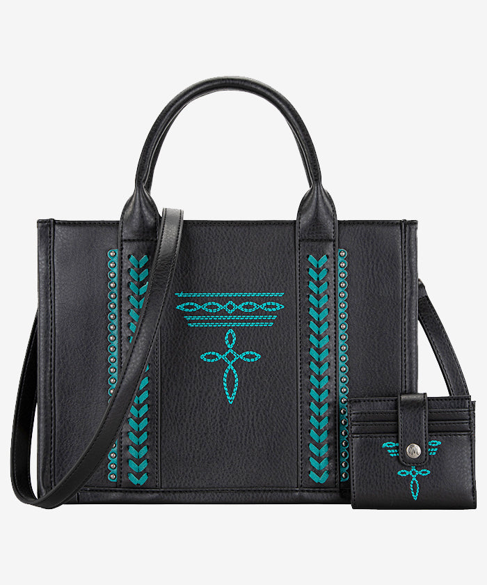 Montana West Whipstitch Tote Bag Set - Stylish Leather Handbag for Women, Spacious Work & Travel Tote with Matching Wallet - Perfect for Office, Commute & Weekend Getaways