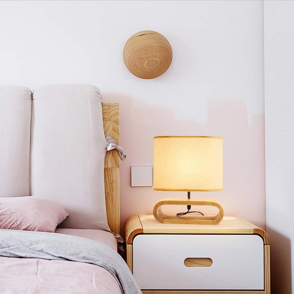 Modern Wooden Base Fabric Linen Table Lamp - Bedside, Living Room, Office & Dormitory Lighting - Stylish Home Decor for Bedrooms, Workspaces & Cozy Spaces