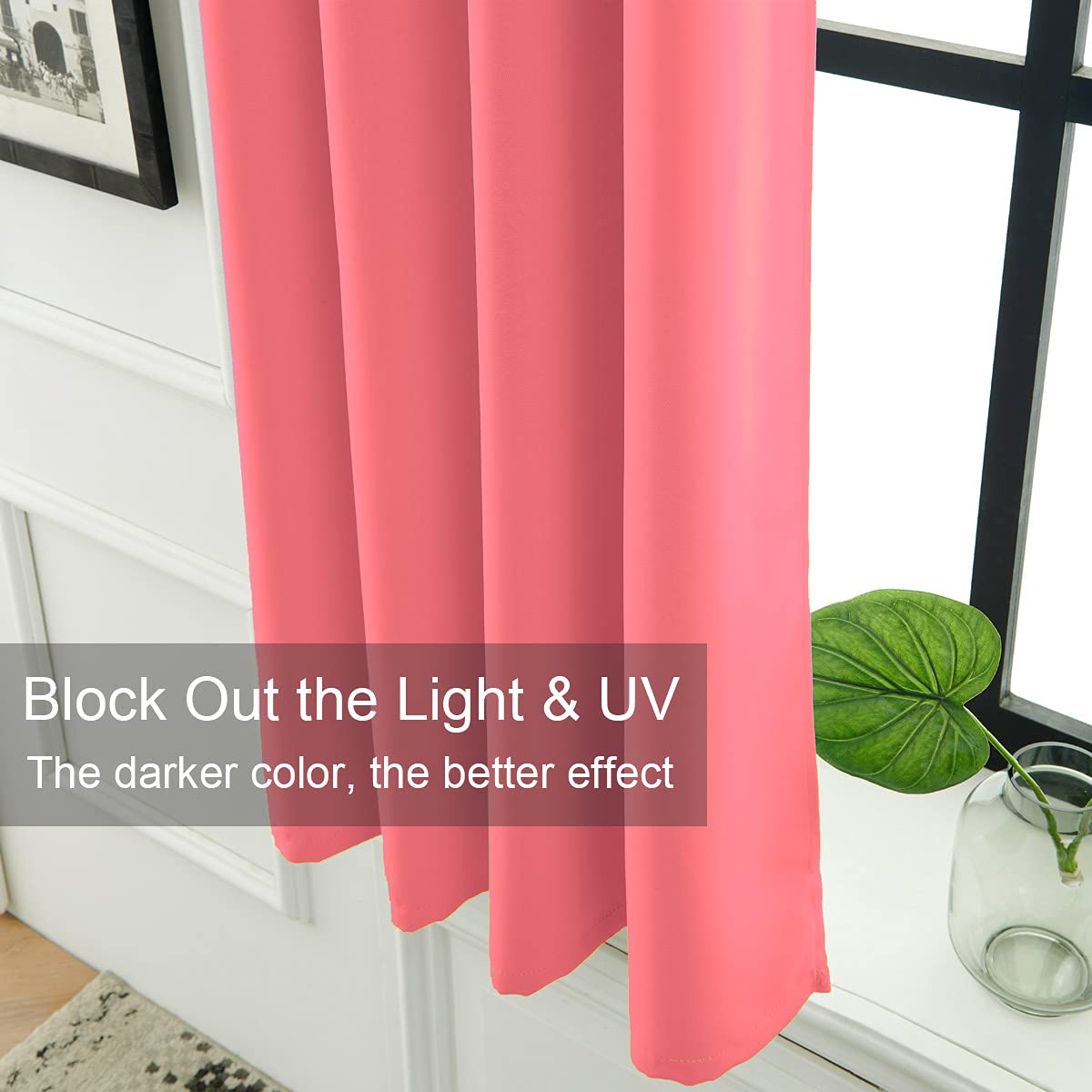 LA PALMA Blackout Thermal Insulated Curtains for Bedroom & Living Room - 2 Panels Set, Grommet Window Drapes for Light Blocking & Energy Saving - Perfect for Home Theater, Nursery & Shift Workers
