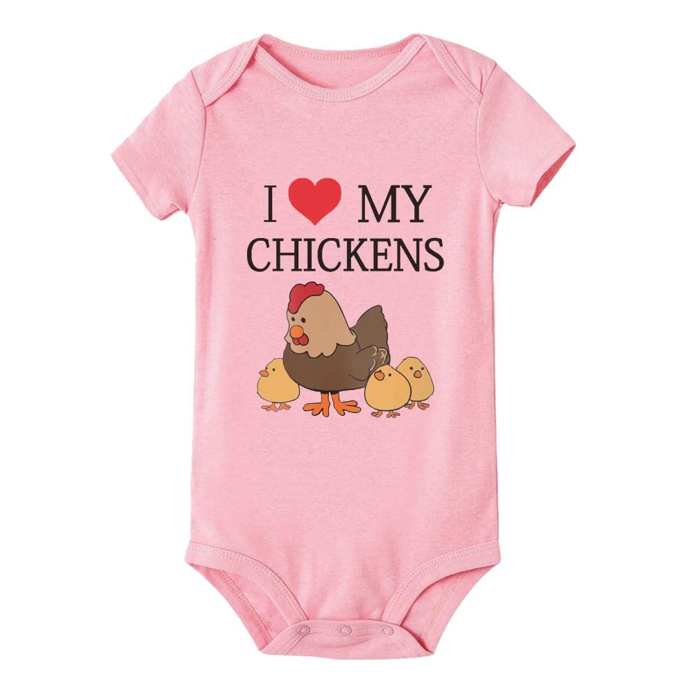 Cute Chicken Print Baby Bodysuit - Short Sleeve Romper for Newborns & Infants (0-24 Months) | Soft Cotton Jumpsuit for Boys & Girls | Perfect for Playtime, Photo Shoots & Everyday Wear