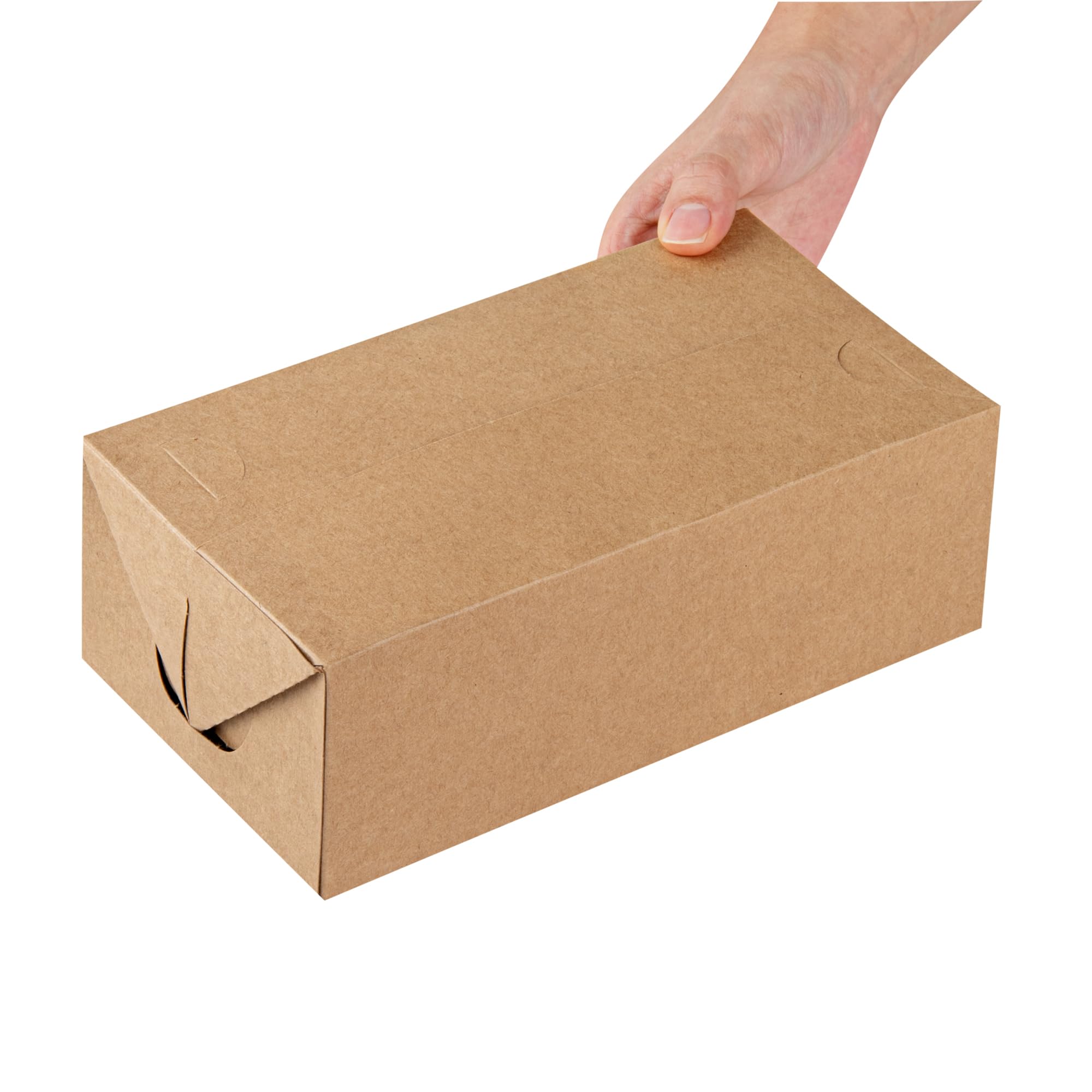 Restaurantware Bio Tek 71oz Eco-Friendly Takeout Containers - 100 Pack Rectangle Disposable Kraft Paper Food Boxes | Leak-Proof Fast Closure | Grease Resistant | Perfect for Burgers, Fried Chicken & Restaurant To-Go Meals
