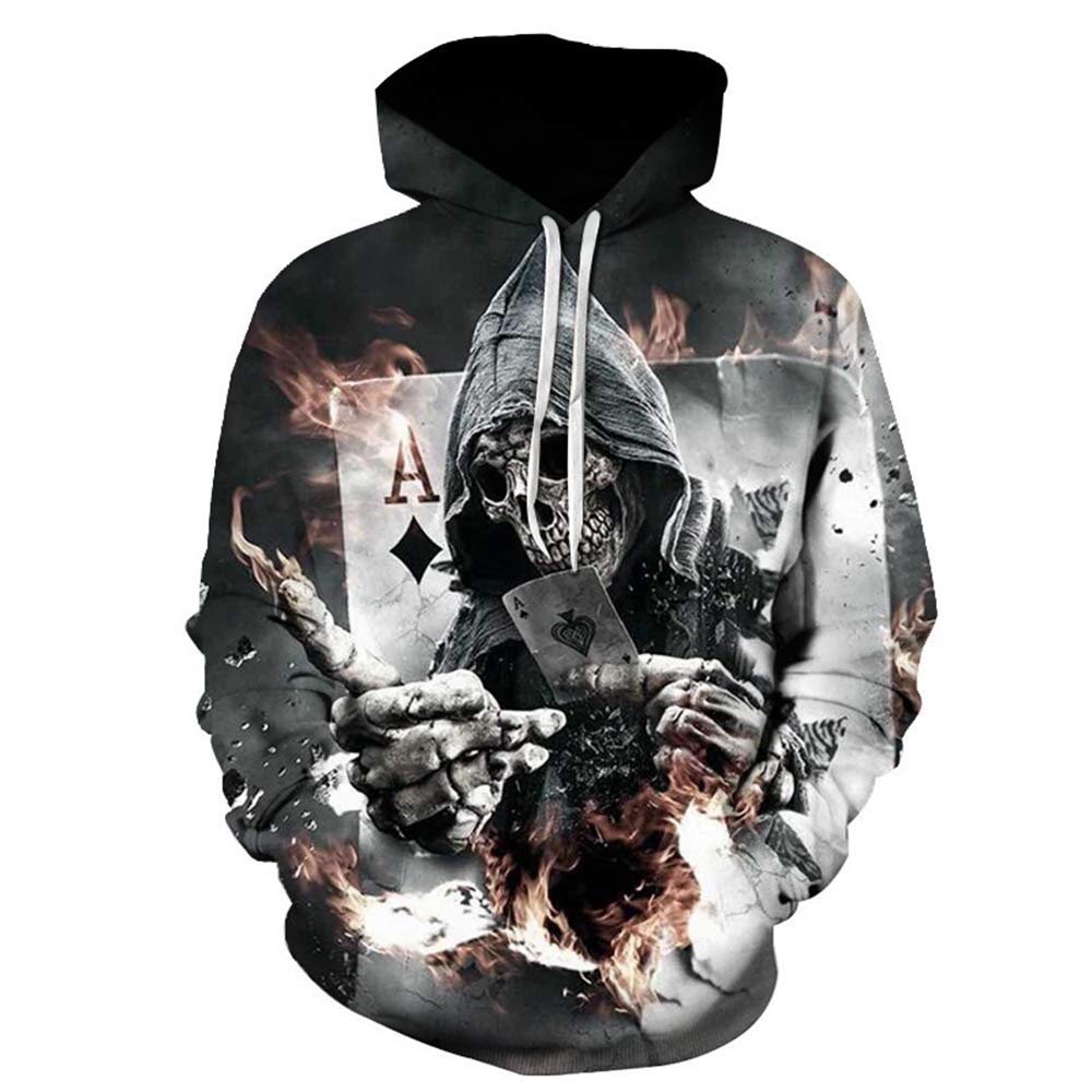 Men's Skull Pattern 3D Print Hoodie - Gothic Fashion Streetwear Sweatshirt for Casual Wear & Halloween Costume