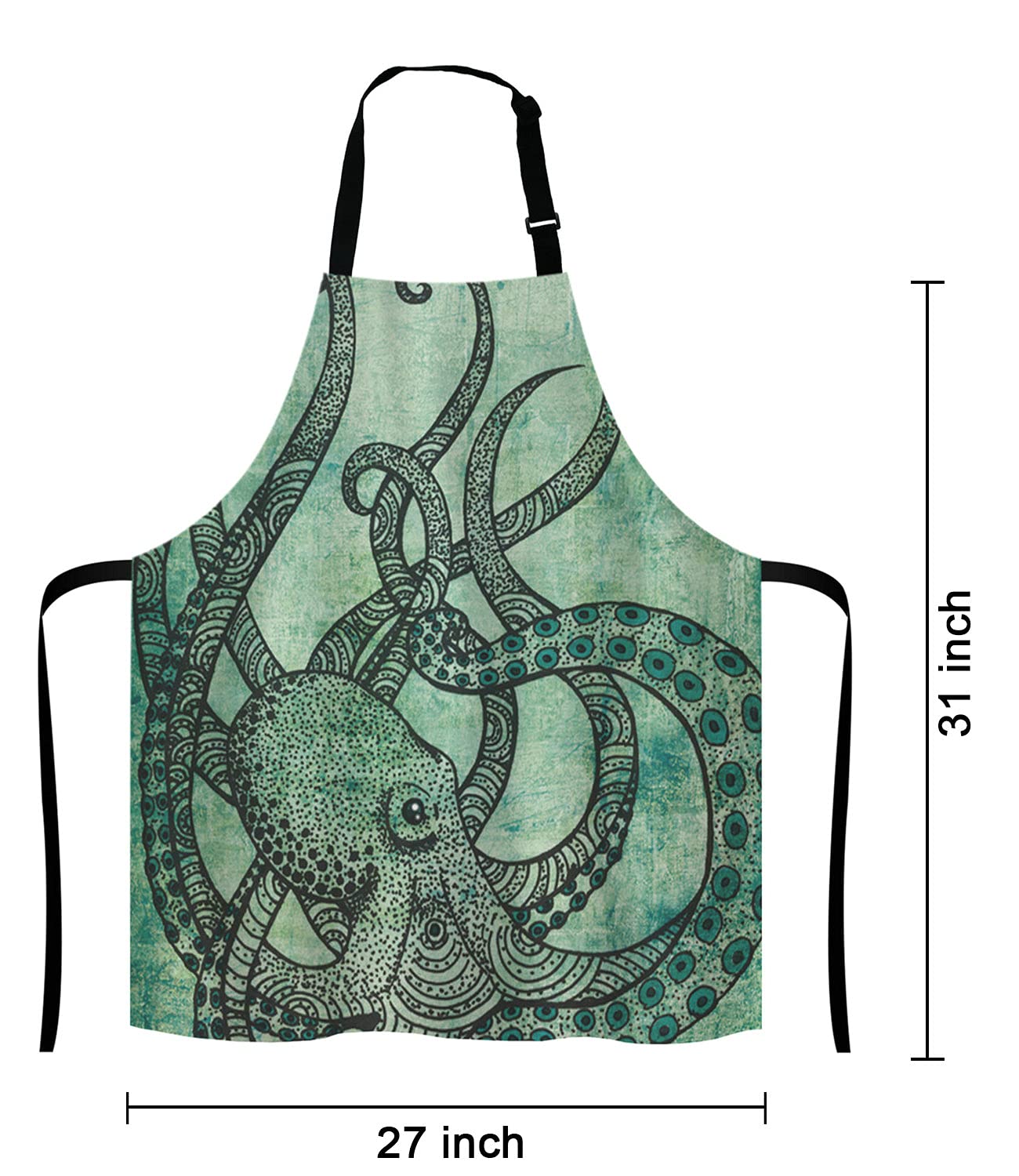 Waterproof Octopus Print Apron for Cooking, Baking & Gardening - Durable Kitchen Apron for Women & Men - Perfect for Home, BBQ & Outdoor Activities
