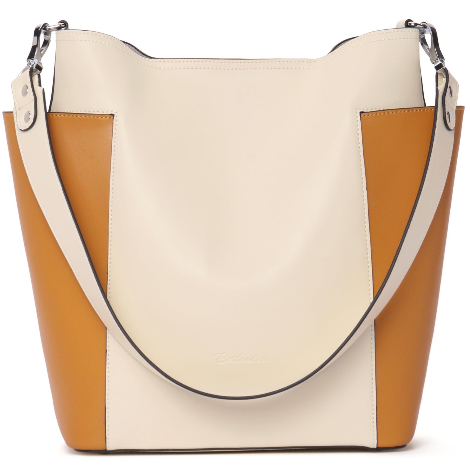 Lotty Buttery Soft Leather Hobo Bag - Functional & Fashionable Crossbody Purse for Women | Beige with Yellow Accents | Perfect for Work, Travel & Everyday Use