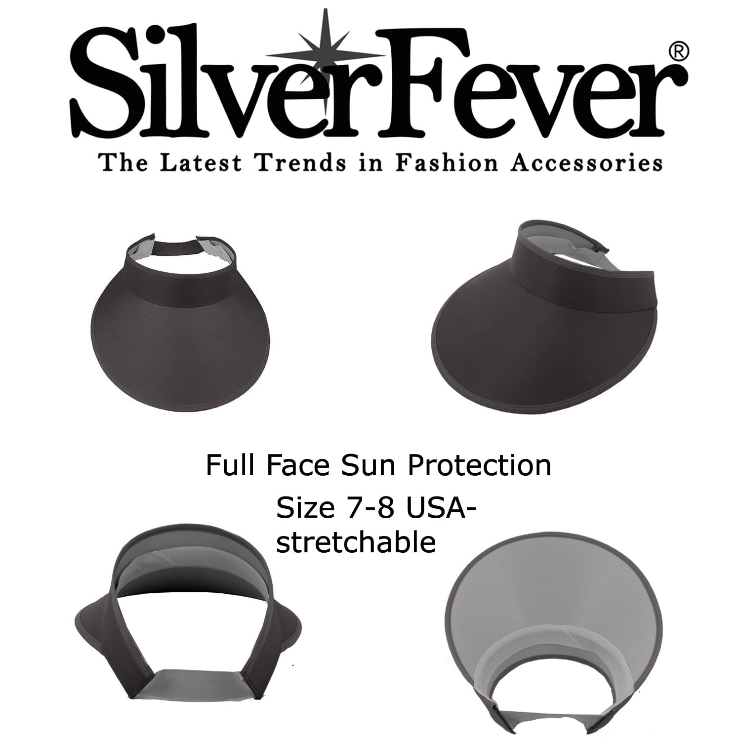 Silverfever Women's Wide Brim UV Protection Sun Visor Hat - UPF 50+ Sunblock for Beach, Tennis, Golf & Outdoor Sports (Black) - Perfect for Summer Activities, Travel and Sun Safety