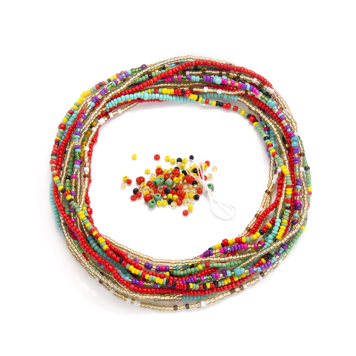 Stretchy African Waist Beads for Women 31-43in - Plus Size Belly Chain Beads with Charms & String for Weight Loss & Body Shaping | Perfect for Belly Dance, Fitness & Cultural Fashion