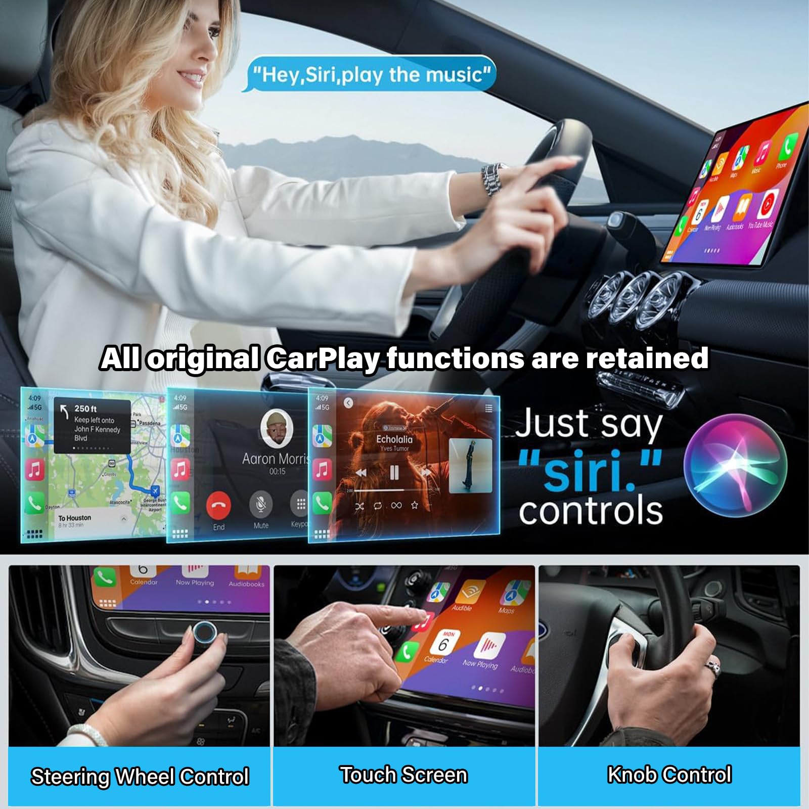 Wireless CarPlay Adapter for iPhone - Convert Wired to Wireless CarPlay, HD No Delay Plug & Play Mini Adapter with USB & USB-C/Type-C - Perfect for Seamless Music, Navigation & Calls While Driving