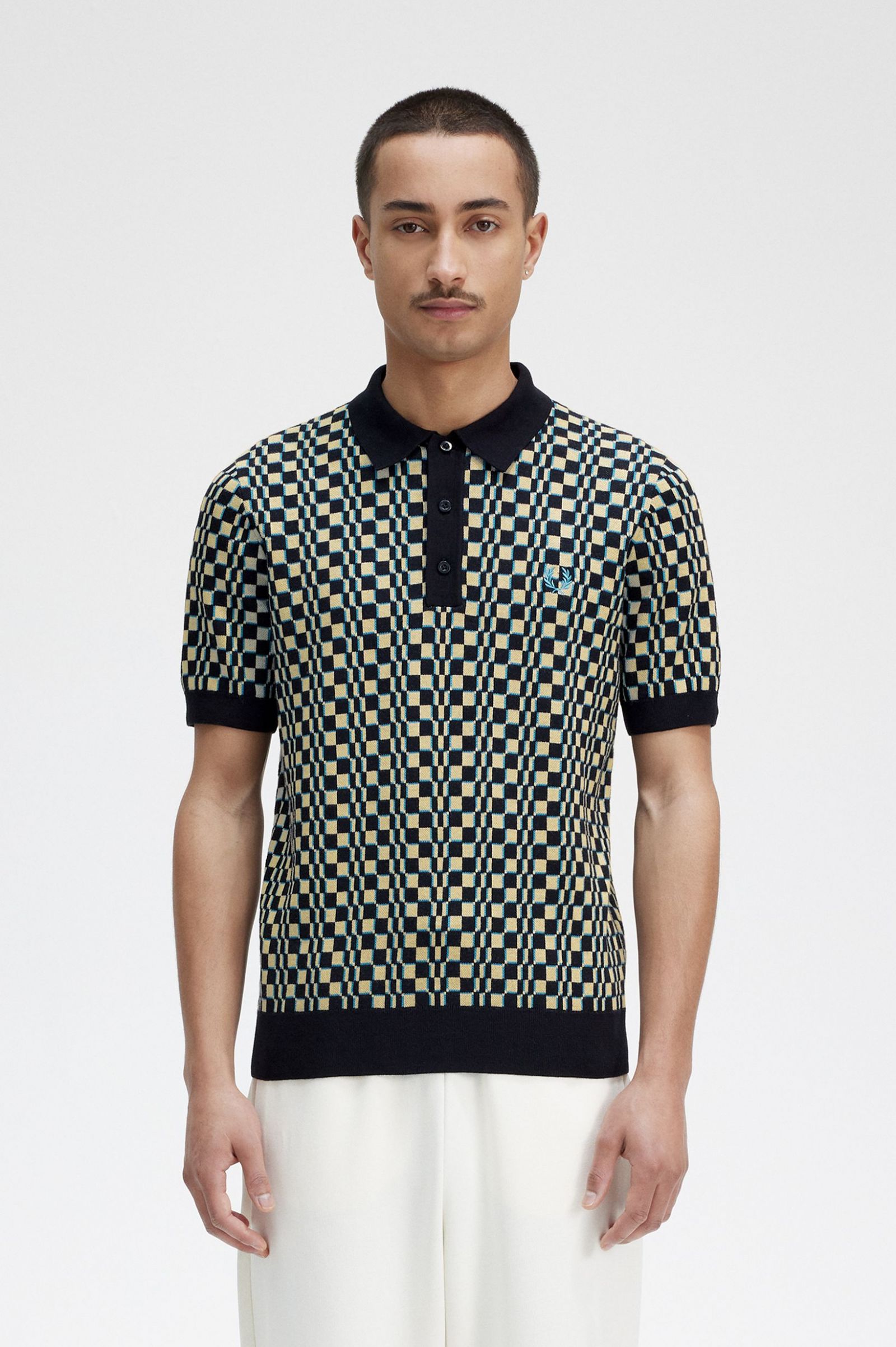Glitch Knitted Polo Shirt for Men - Trendy Casual Wear for Street Style & Everyday Outfits