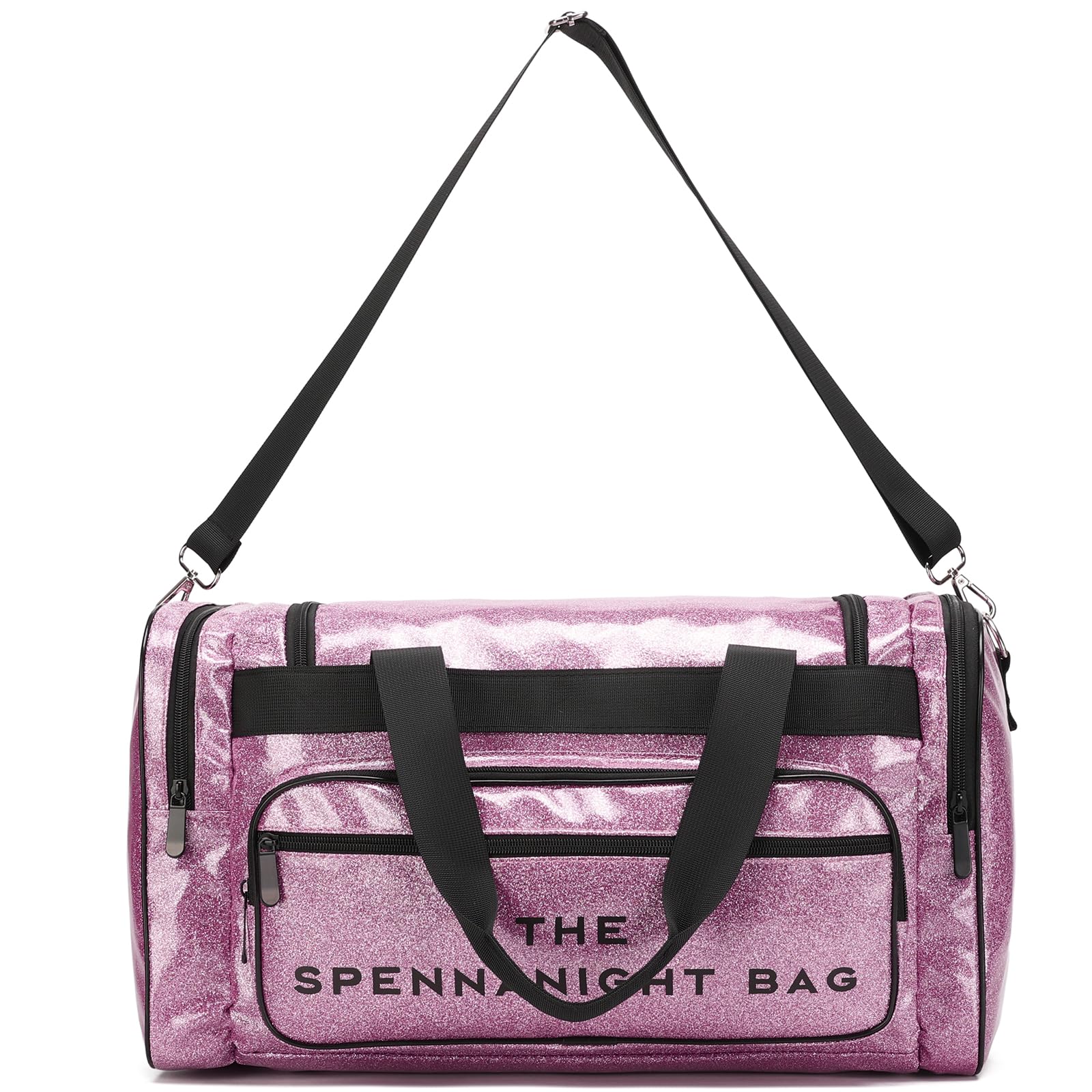 SPENNANIGHT Glitter Duffle Bag for Women - Waterproof Travel Gym Tote, Sports Shoulder Weekender Overnight Bag for Workouts, Yoga, Beach & Weekend Getaways