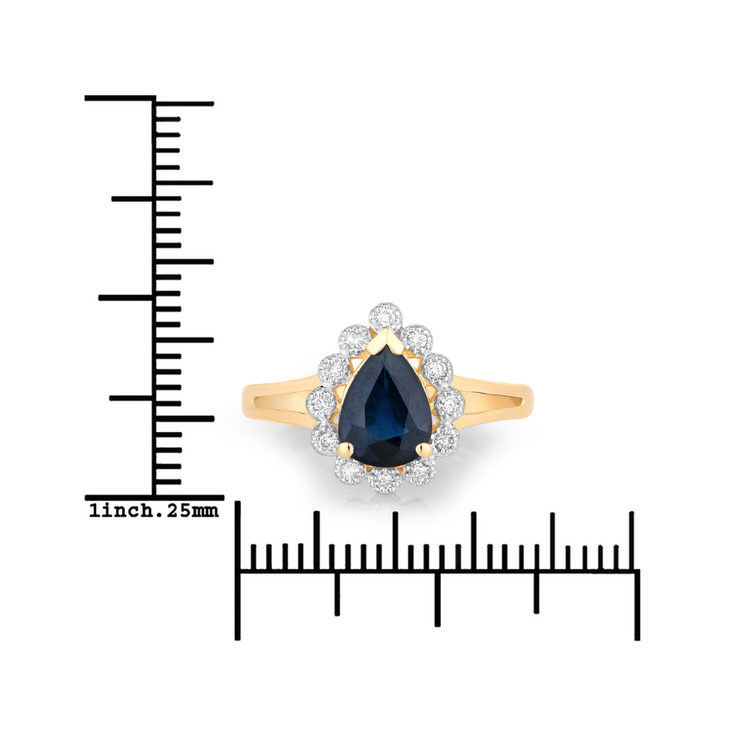 10K Solid Gold Blue Sapphire and White Diamond Ring for Women - Elegant Engagement, Wedding, Anniversary Gift - Perfect for Special Occasions & Everyday Luxury