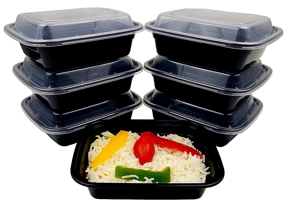 12 oz. Black Oblong Microwave & Freezer Safe Food Storage Containers with Lids - BPA Free, Stackable (Pack of 10) - Ideal for Meal Prep, Leftovers & Office Lunches