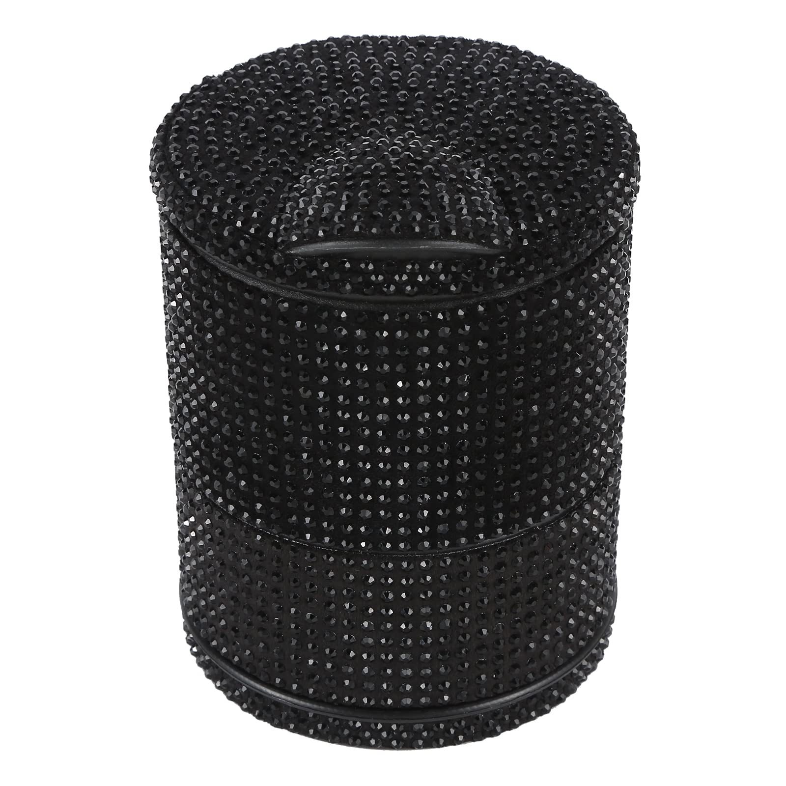 Elegant Crystal Rhinestone Car Ashtray with Blue LED Light - Black Vent Mount Cigarette Holder for Women - 9x6.5x6.5cm - Perfect for Road Trips, Commuting & Smoke Breaks