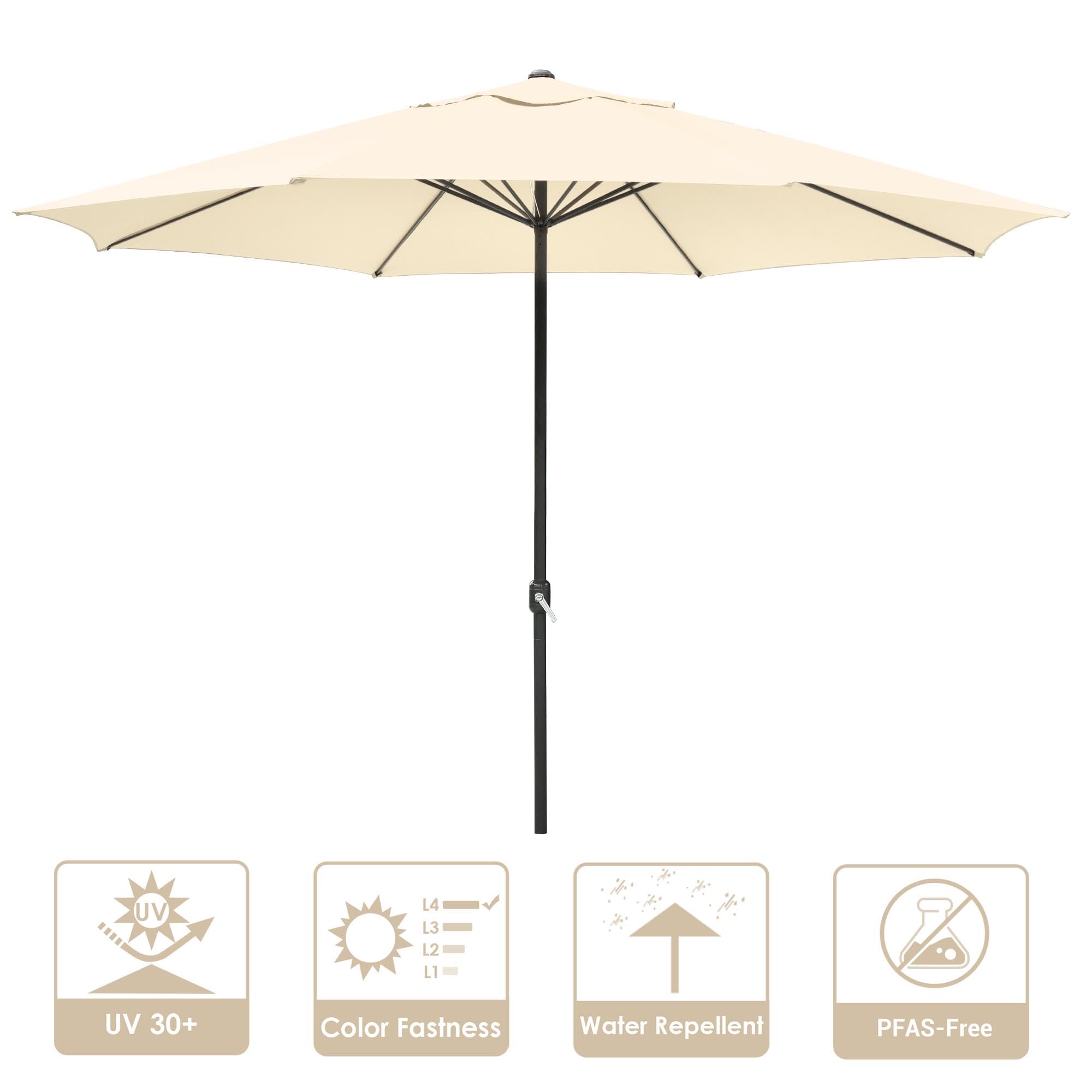 Yescom XL 13Ft Heavy Duty Aluminum Patio Umbrella with 8 Ribs & Rope Pulley System - Outdoor Garden, Deck, Beach, Poolside Furniture for Shade & Relaxation