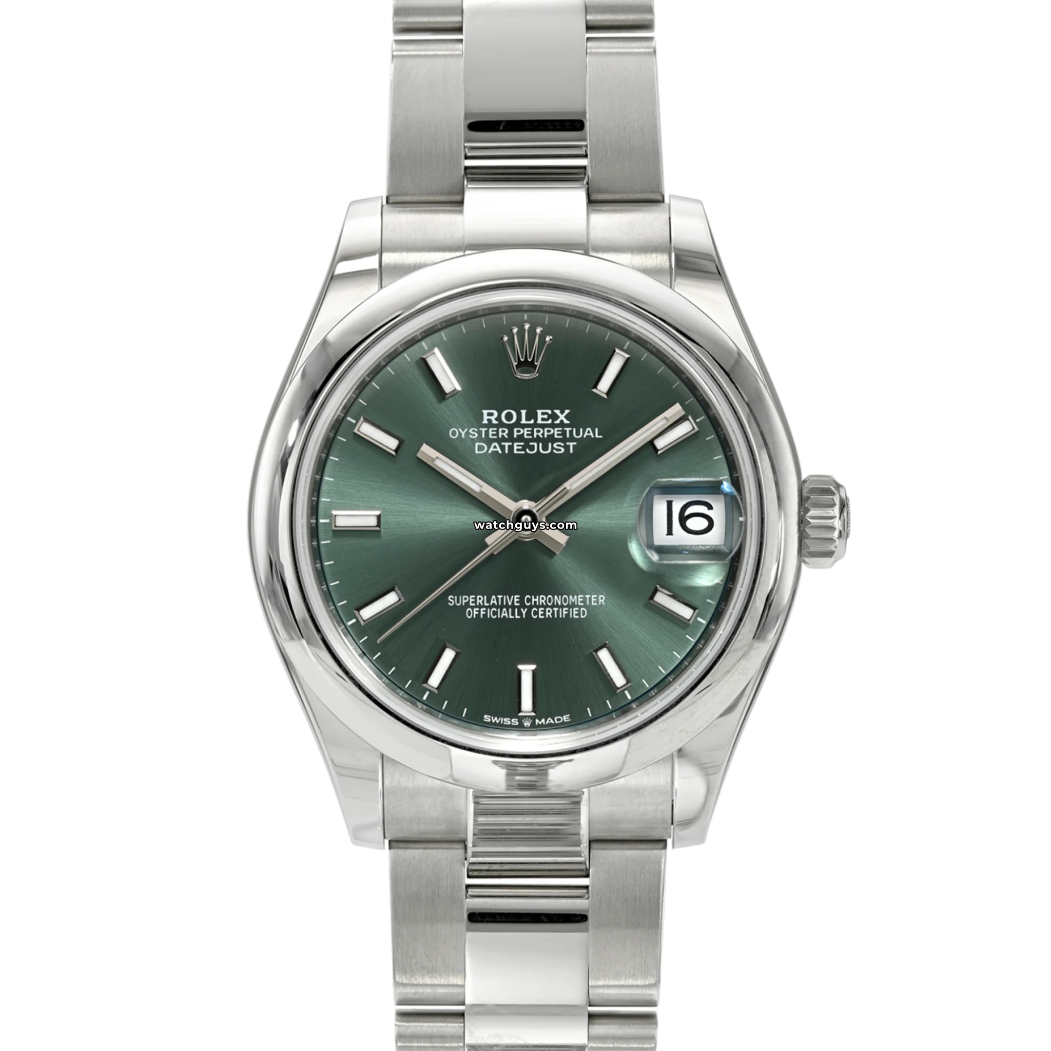 Rolex Datejust 278240 36mm Stainless Steel Watch with Green Dial & Oyster Bracelet - Perfect for Business, Formal Events & Luxury Gift Giving