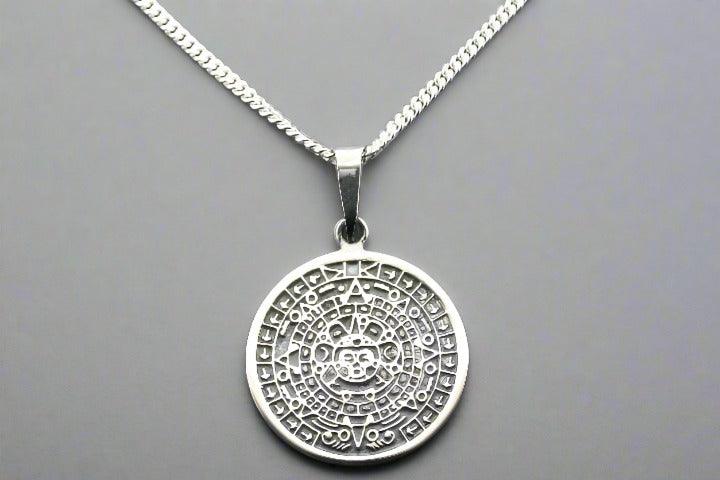 Authentic Mayan Calendar Pendant Necklace - 55cm Medium Link Chain - Perfect for Spiritual Gifts, Boho Jewelry & Cultural Fashion Accessories