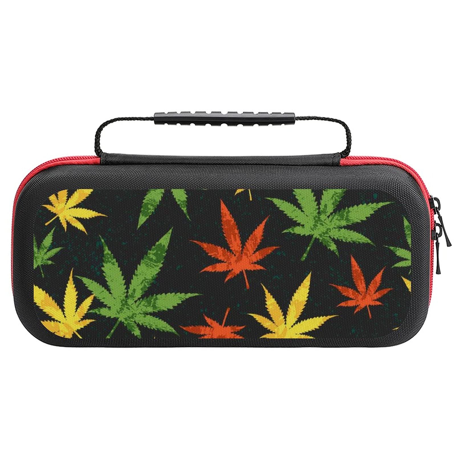 Vintage Weed Leaves Printed Travel Case for Nintendo Switch Lite & Accessories - Portable Storage Bag for Gaming, Commuting, and Outdoor Adventures