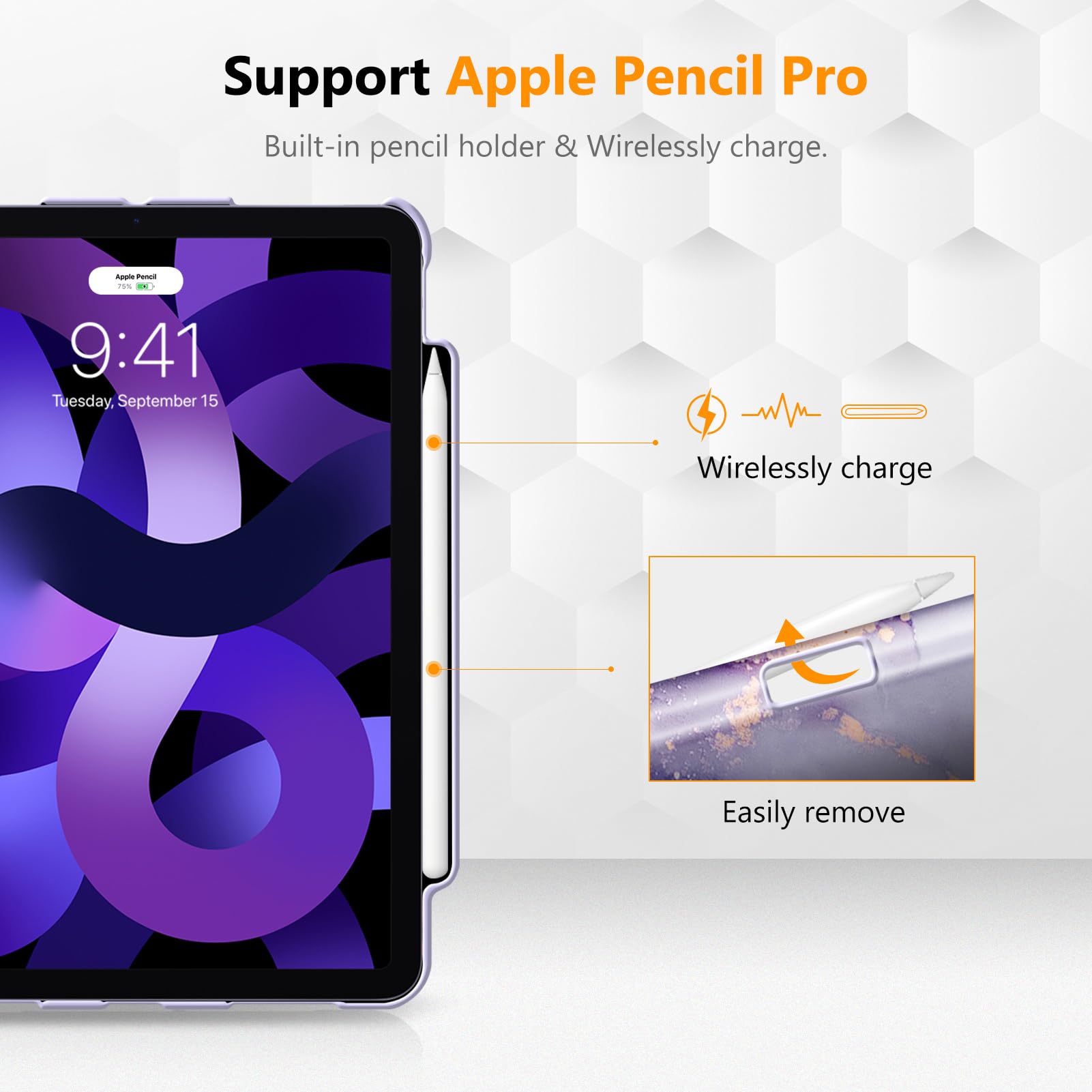 FINTIE 360° Rotating Protective Case for iPad Air 11 inch (2025/2024 M3/M2) & iPad Air 5th/4th Gen (2022/2020) - Adjustable Stand Cover with Apple Pencil Holder - Lilac Marble Design - Perfect for Work, Study & Travel