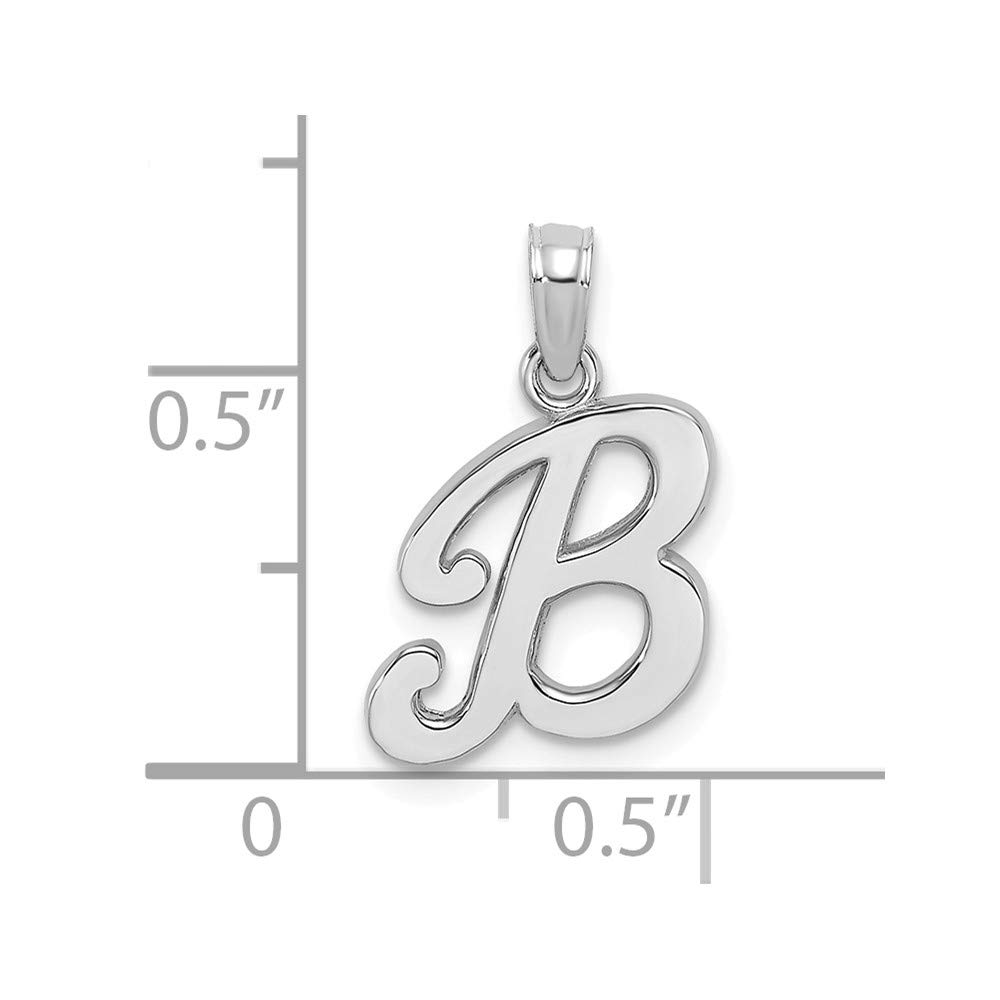 14K White Gold Alphabet Charm Pendant - Custom Initial Letter B, 13mm x 10mm, Dainty Jewelry for Necklace, Bracelet & Gift Giving - Perfect for Birthdays, Anniversaries and Personalized Keepsakes