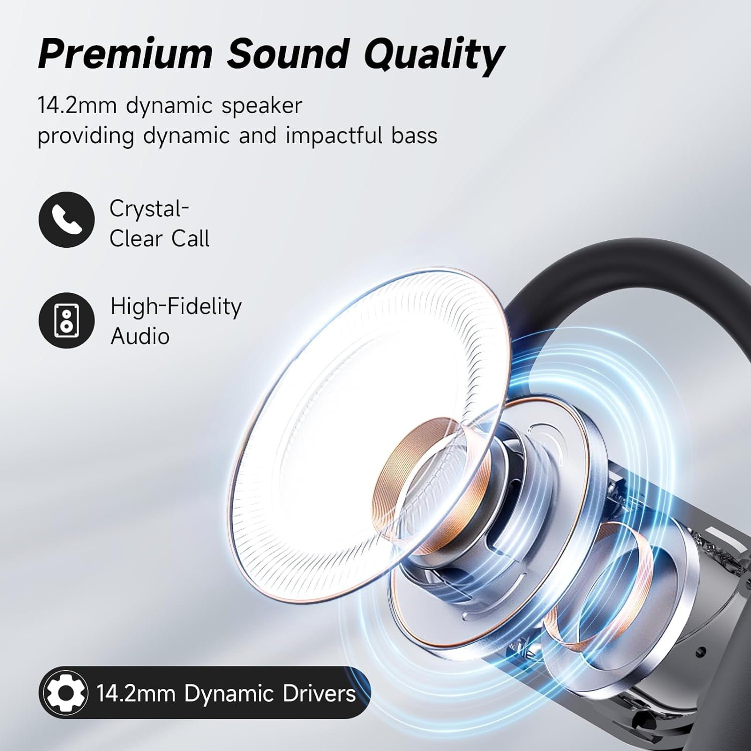 Open Ear Bone Conduction Bluetooth 5.4 Wireless Headphones with Built-in Mic, IPX7 Waterproof Sport Earbuds with Comfort Ear Hooks & LED Display Charging Case - Perfect for Running, Gym Workouts, Cycling and Outdoor Activities