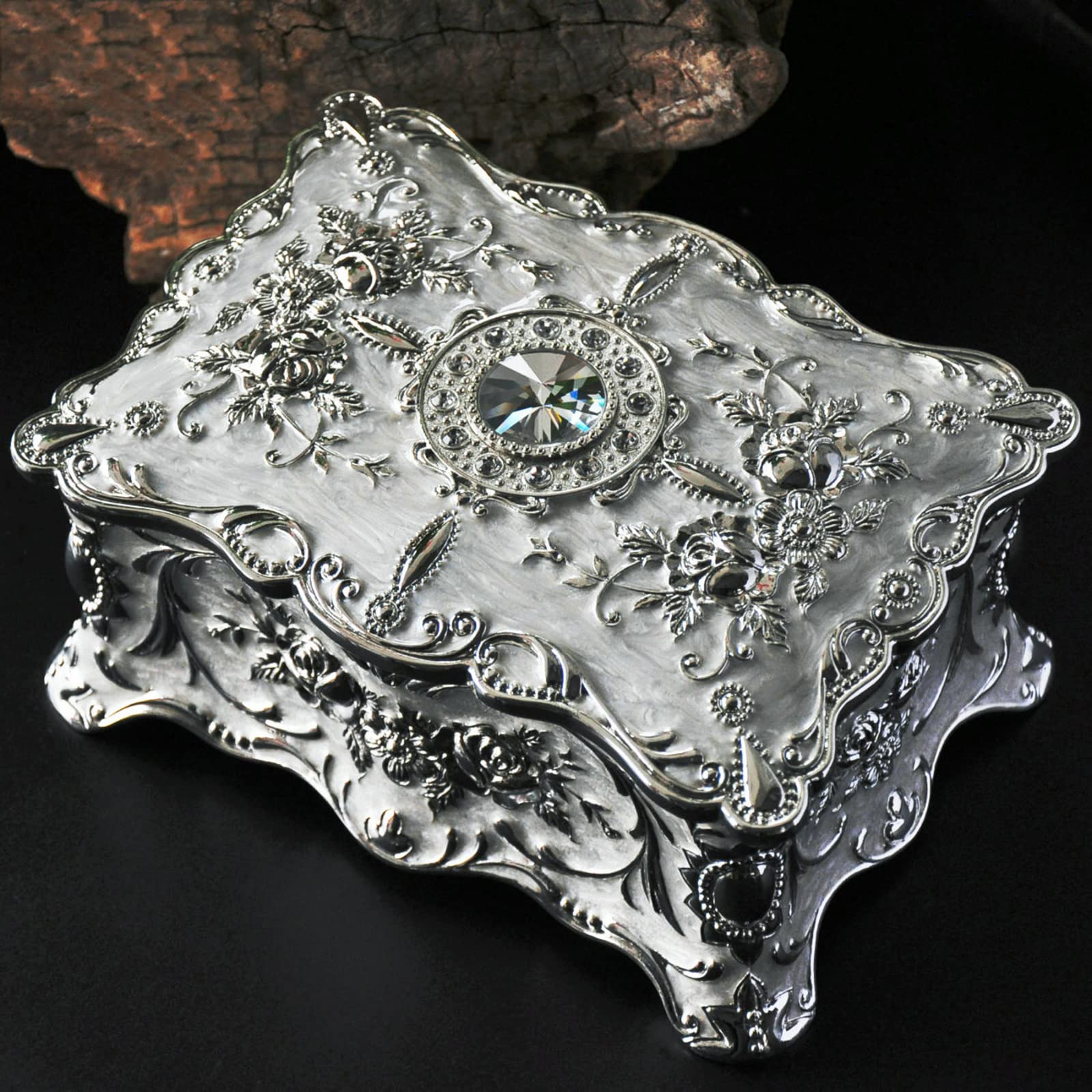 2-Layer Retro Jewelry Box Organizer for Women - Silver Jewelry Storage Case & Display Holder | Perfect for Desktop, Party Makeup, and Gift Giving