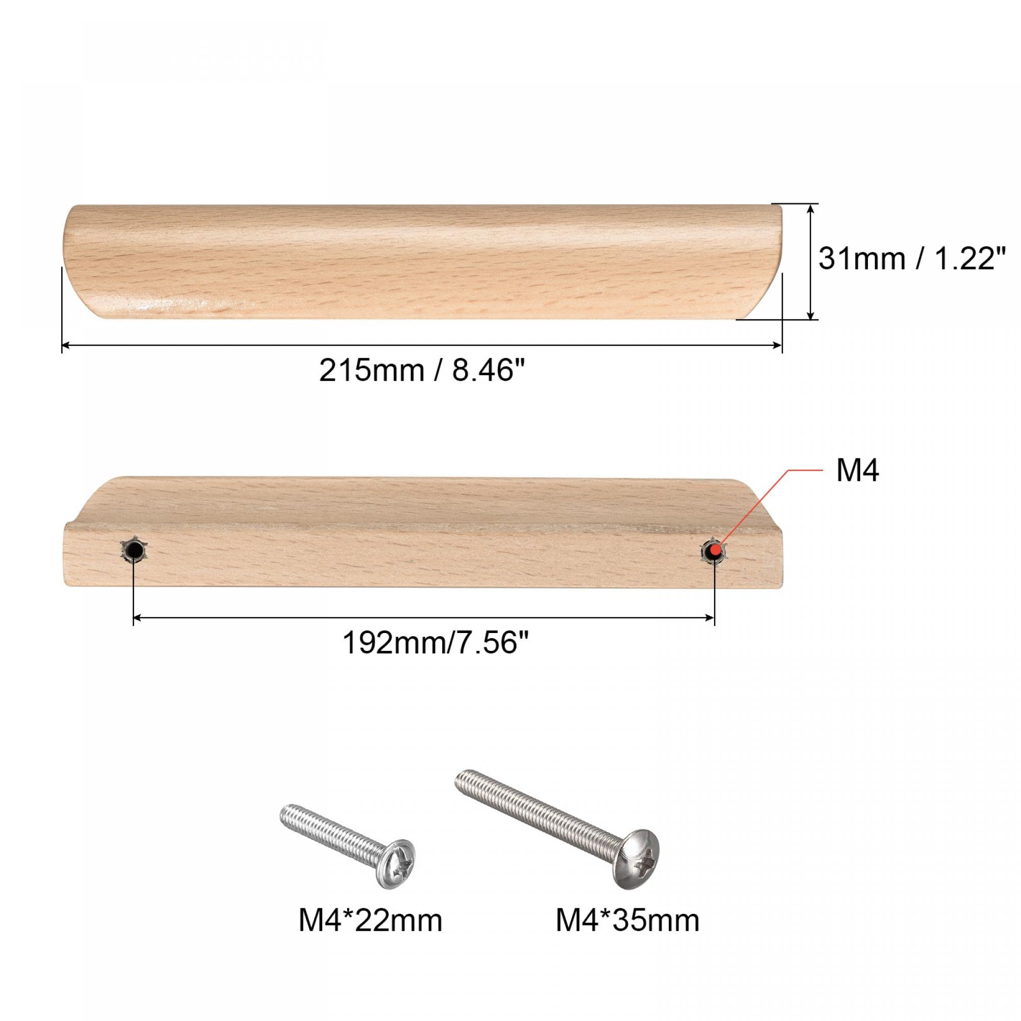uxcell 8.5 Inch Unfinished Wooden Drawer Pull Handles - 6 Pack with Screws for Kitchen Cabinets, Wardrobes, Dressers & Furniture - Perfect for DIY Home Improvement & Cabinet Hardware Upgrade