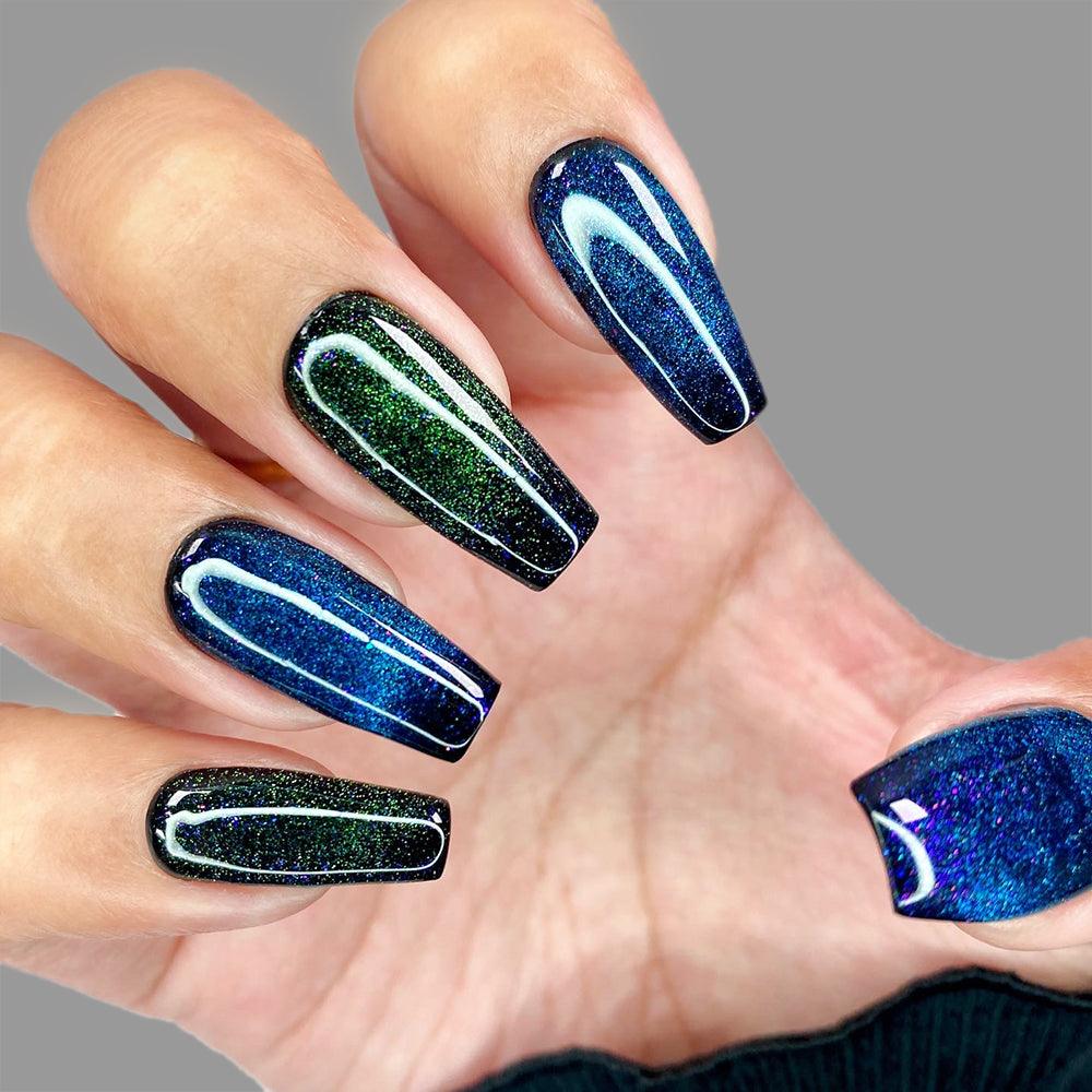 Danni & Toni Galactic Glow Magnetic Semi Cured Gel Nail Strips | Oceanic Panther Design | Long-Lasting DIY Manicure Kit for Home & Salon Use | Perfect for Parties, Weddings & Special Occasions