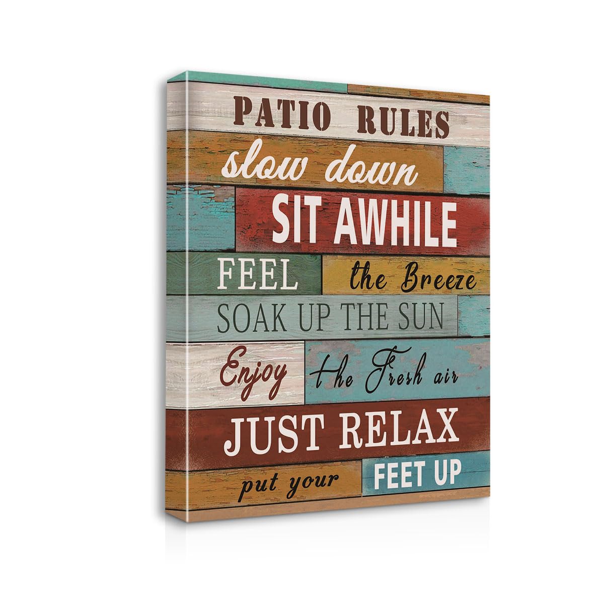 Patio Rules Canvas Wall Art - 11x14 Inch Framed Sign for Porch, Pool Deck & Farmhouse Decor - Perfect Housewarming Gift for Outdoor & Indoor Wall Decor