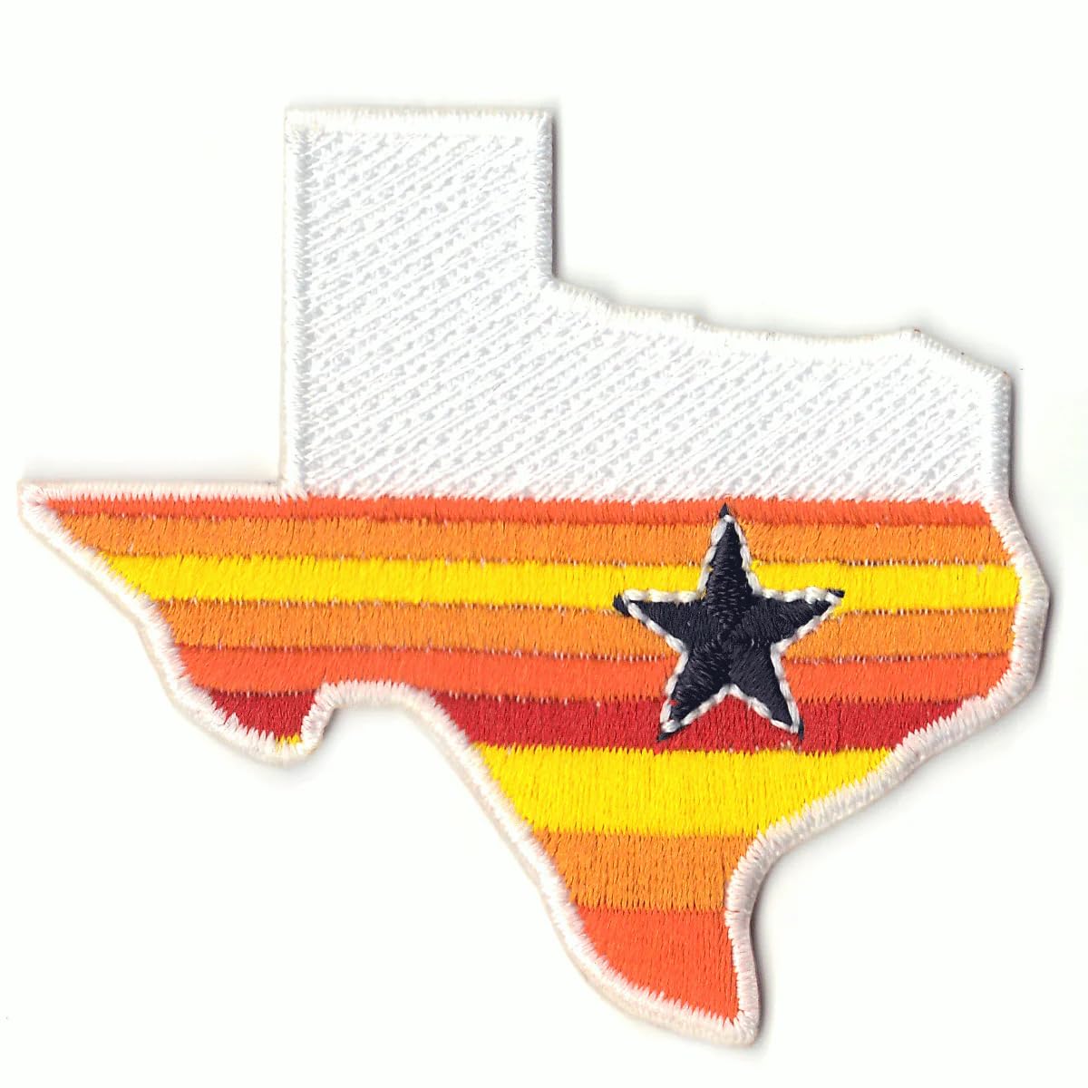 Texas Houston Star Orange Patch - Rainbow Sign Embroidered Logo Iron On for Jackets, Hats & Bags - Custom DIY Applique for Clothing & Accessories