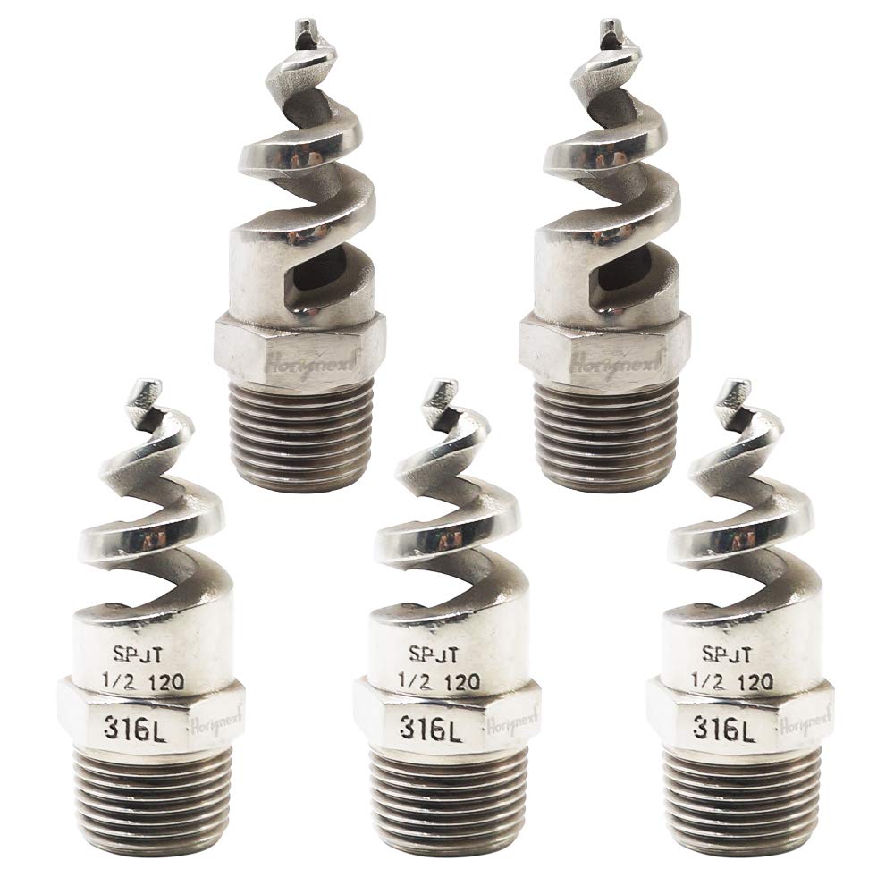 3/4 NPT Spiral Aerator Nozzle - 316 Stainless Steel Lawn & Garden Sprayer for Dust Removal, Fireproofing, Gas & Liquid Cooling (5-Pack) - Ideal for Irrigation, Fire Safety & Industrial Applications