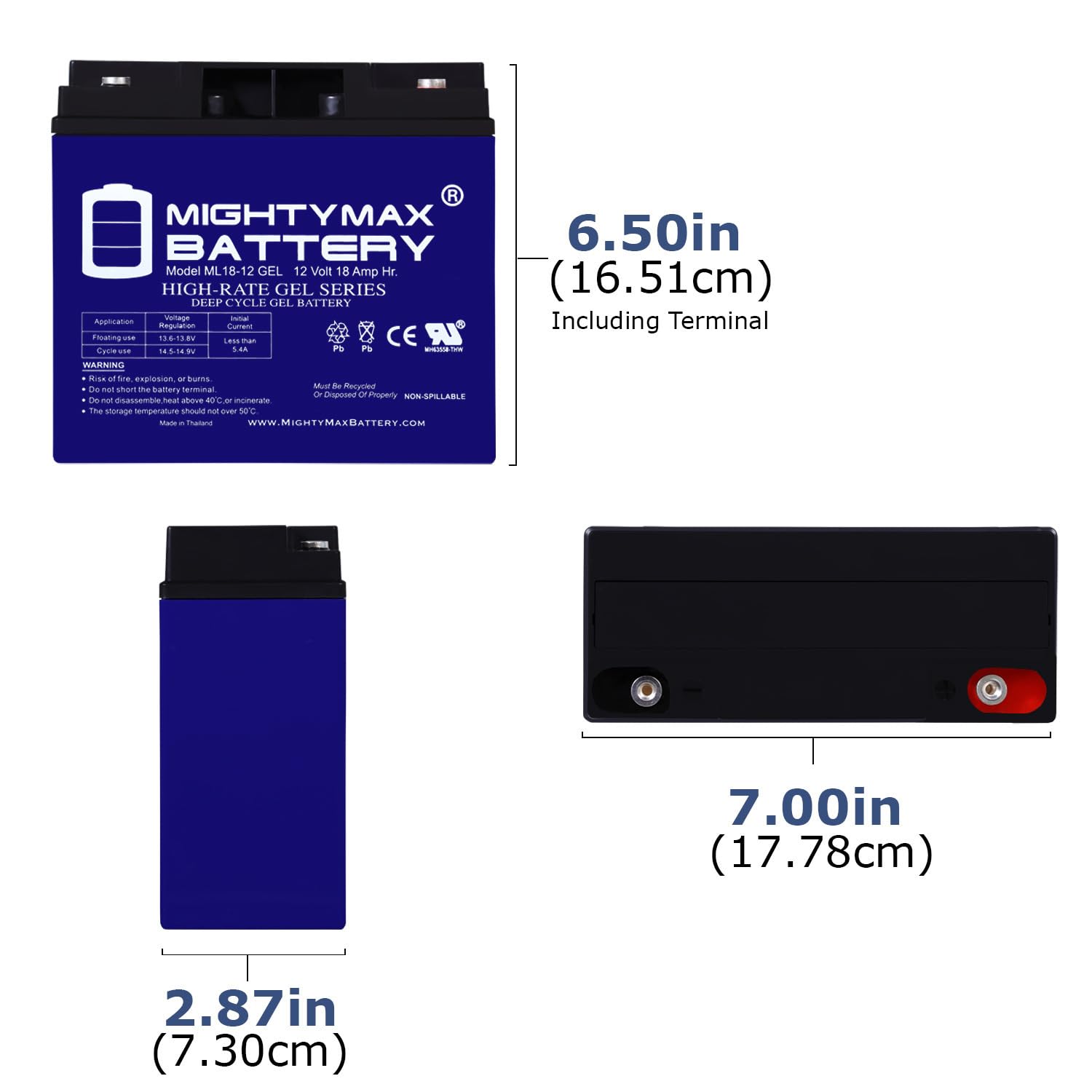 Mighty Max 12V 18AH Rechargeable Gel Battery for Door King 6002 Solar Control Box - Perfect for Security Systems, Gate Operators & Solar Applications