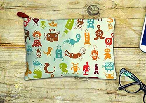 PAPER PLANE DESIGN Large Cosmetic Bag for Makeup & Travel - 9x6 Inch Zippered Toiletry Pouch (Cartoon Face Print) - Perfect for Organizing Cosmetics, Jewelry & Essentials On The Go