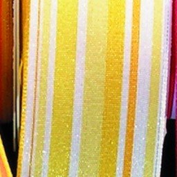The Ribbon People Yellow French Wired Multi-Striped Taffeta Craft Ribbon - 1.5 Inch x 27 Yards Bulk Roll for Gift Wrapping, DIY Crafts, Hair Bows & Party Decorations