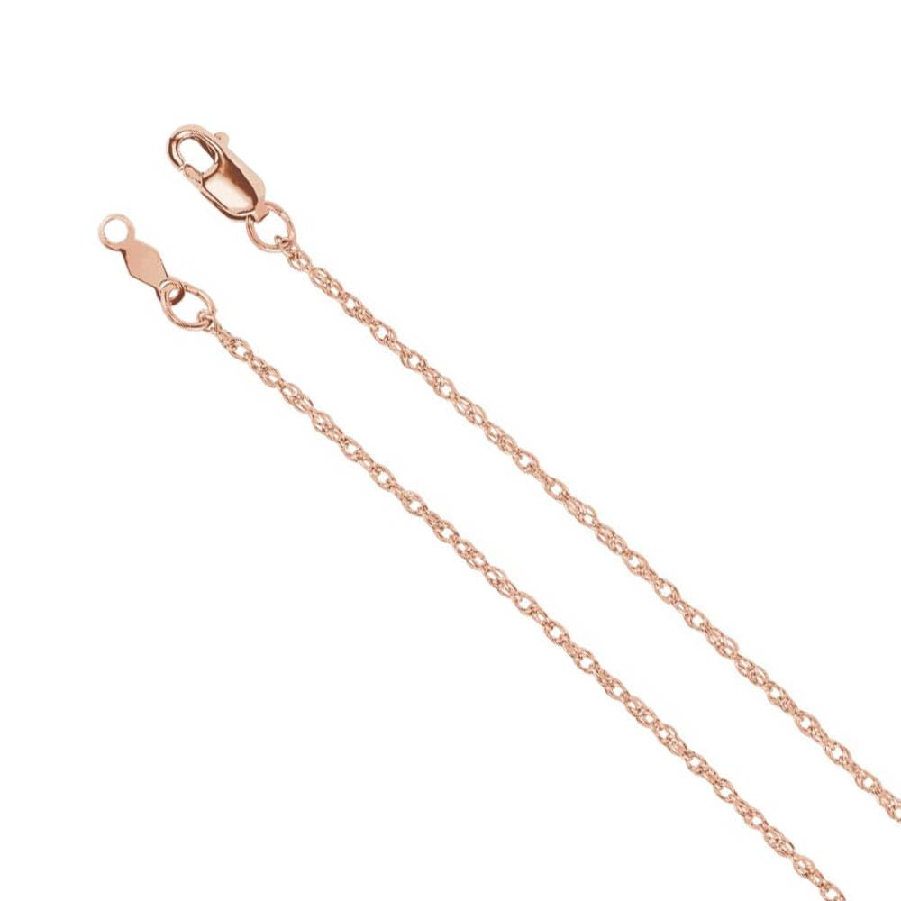 14K Rose Gold Rope Chain Necklace - 1.25mm for Layering