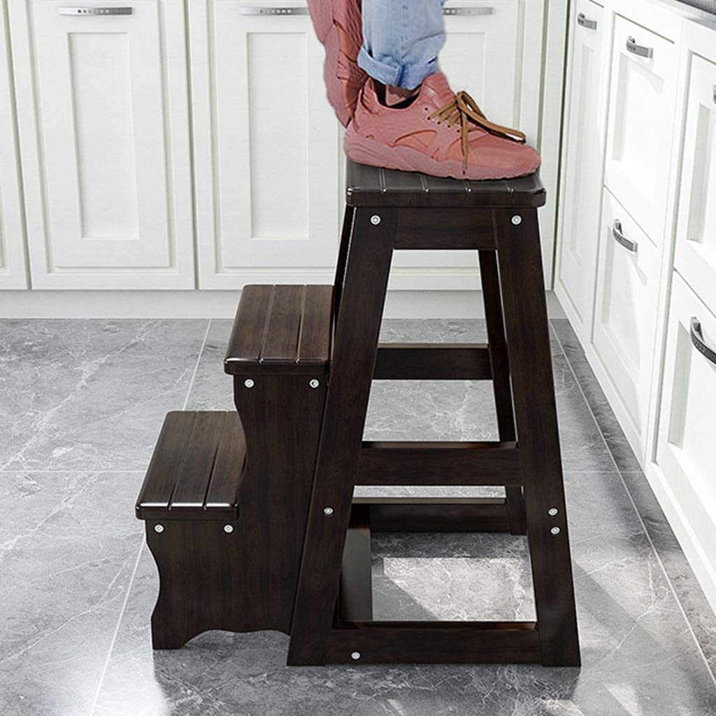 3-Tier Foldable Wooden Step Stool - Portable Ladder Stool for Bedroom, Bathroom, Storage & Multi-Purpose Use | Non-Slip, Space-Saving Design for Home Organization & Kids Safety