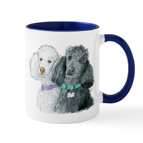 White/Navy Inside - Two Poodles Mug