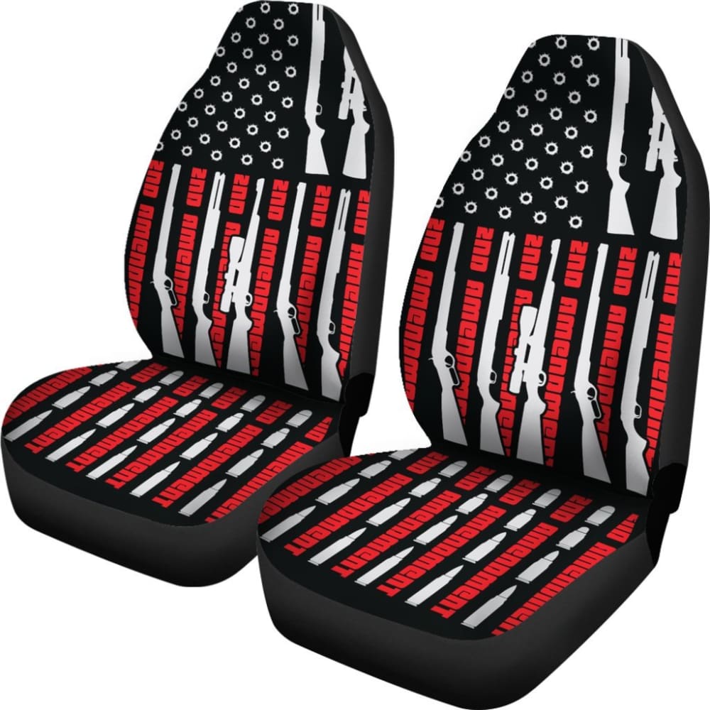2nd Amendment Guns & Bullets Car Seat Covers - Patriotic Truck & SUV Accessories for Hunting, Range Days & Outdoor Adventures