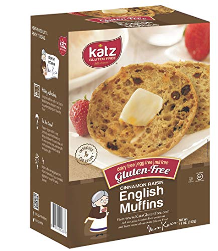 Katz Gluten Free Cinnamon Raisin English Muffins - 6 Packs of 4 (11oz Each) | Dairy Free, Nut Free, Kosher Certified | Perfect for Breakfast, Snacks & Celiac-Friendly Diets