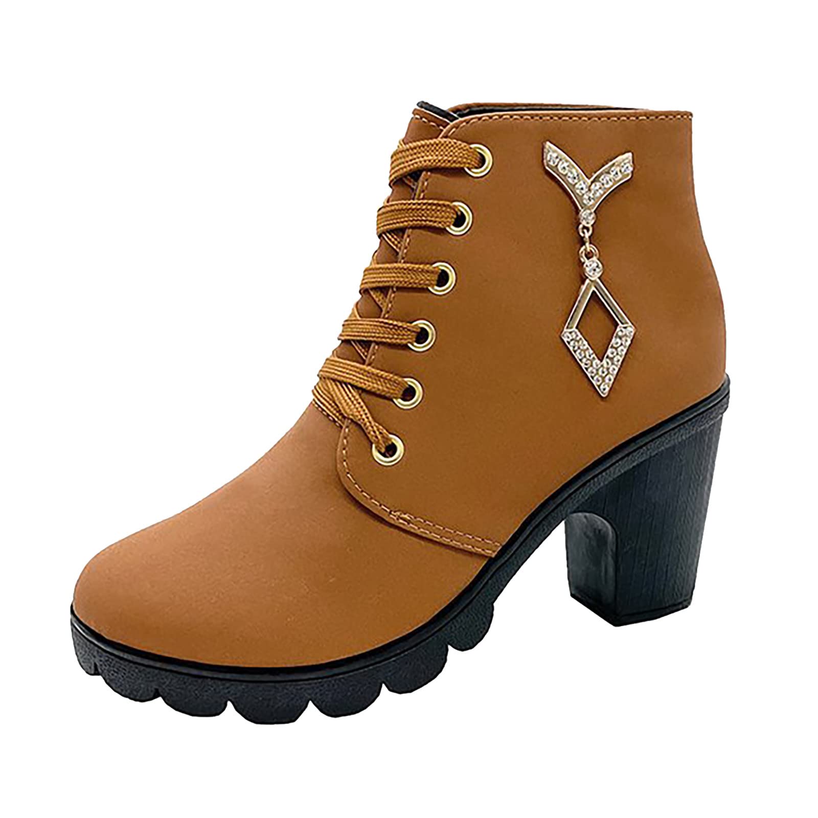 Waterproof Women's Pointed Toe Western Ankle Boots - Chunky High Heel Cowgirl Booties for Outdoor Riding & Fashion Wear