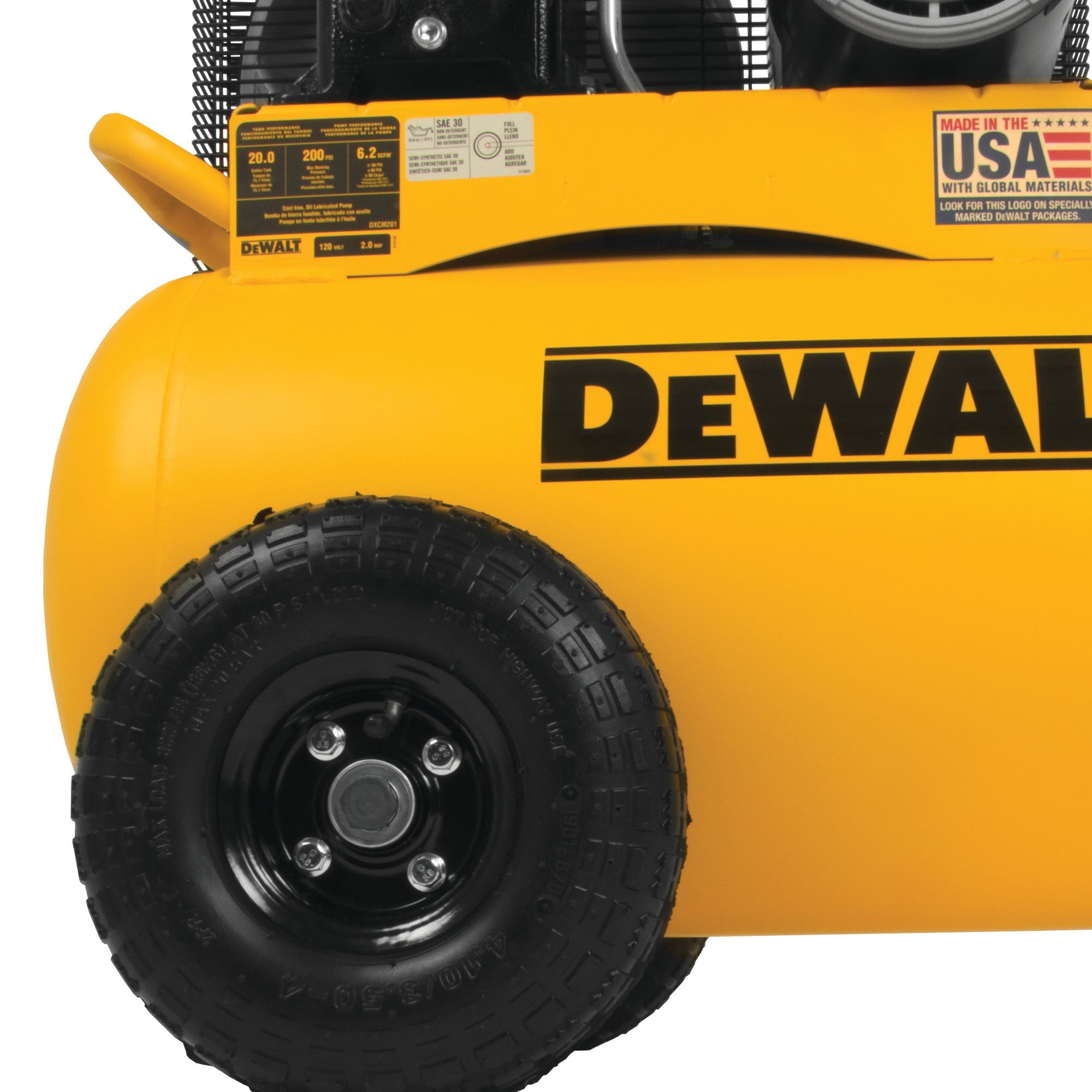 **DeWALT DXCM201 20-Gallon 200 PSI Oil-Lubricated Belt Drive Horizontal Air Compressor – Ideal for Home Workshops, Construction Sites & Heavy-Duty Pneumatic Tools**