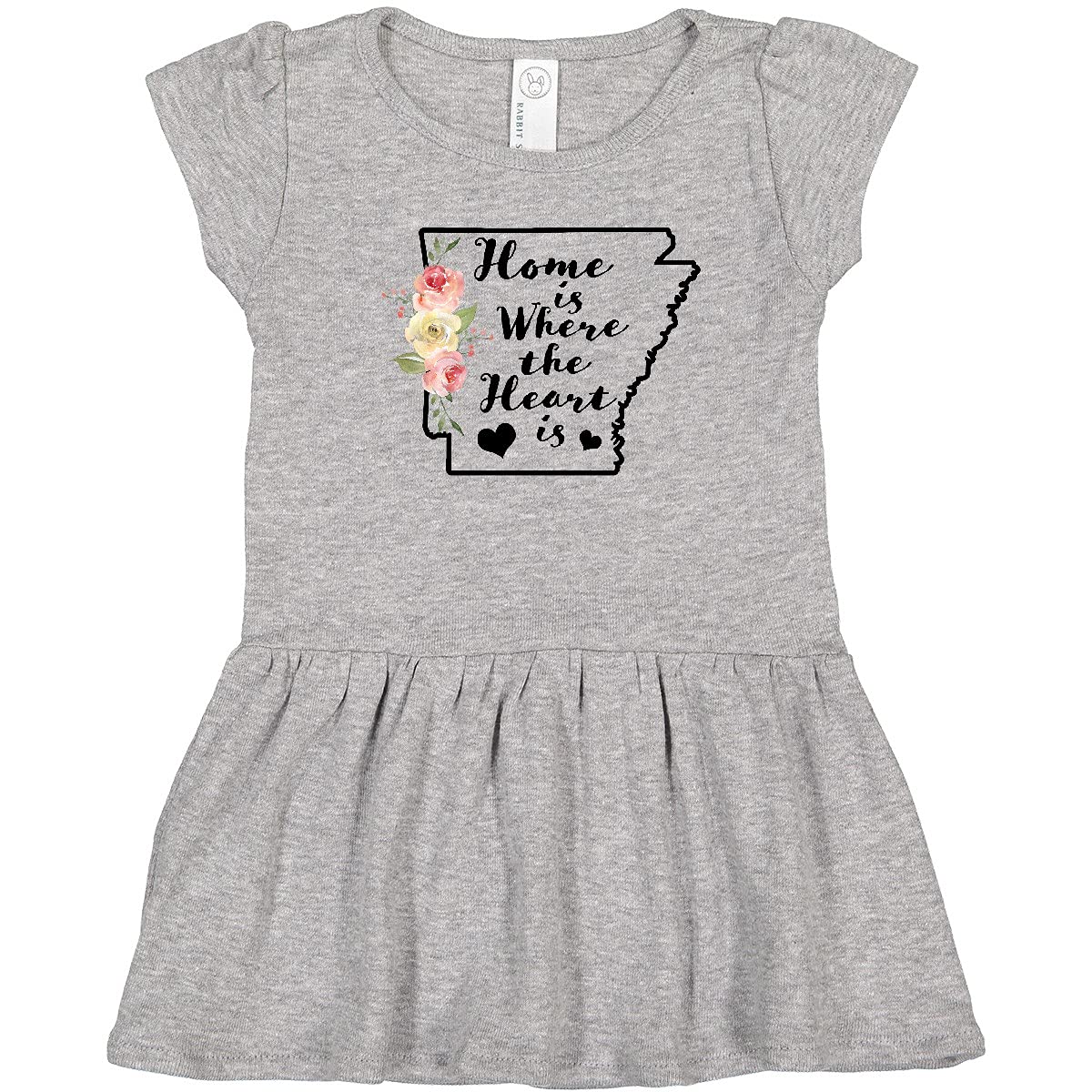 Inktastic Arkansas Home Where The Heart Is Watercolor Floral Toddler Dress - Cute Baby Girl Outfit for Family Photos, Birthday Parties & Special Occasions