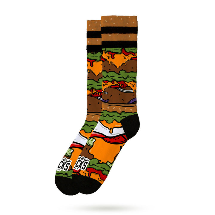 American Socks Signature Burger Mid High Socks - Comfortable Cotton Crew Socks for Men & Women - Perfect for Casual Wear, Sports, and Everyday Use