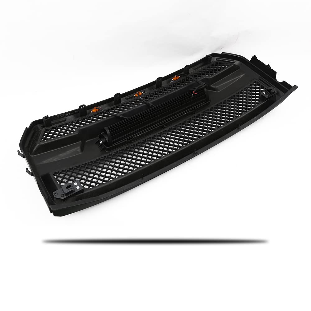 JX Racing Performance Front Upper Grille with LED Light Bar for Ford F150 2015-2017 - Matte Black (No Camera Hole) | Off-Road & Truck Accessories Upgrade