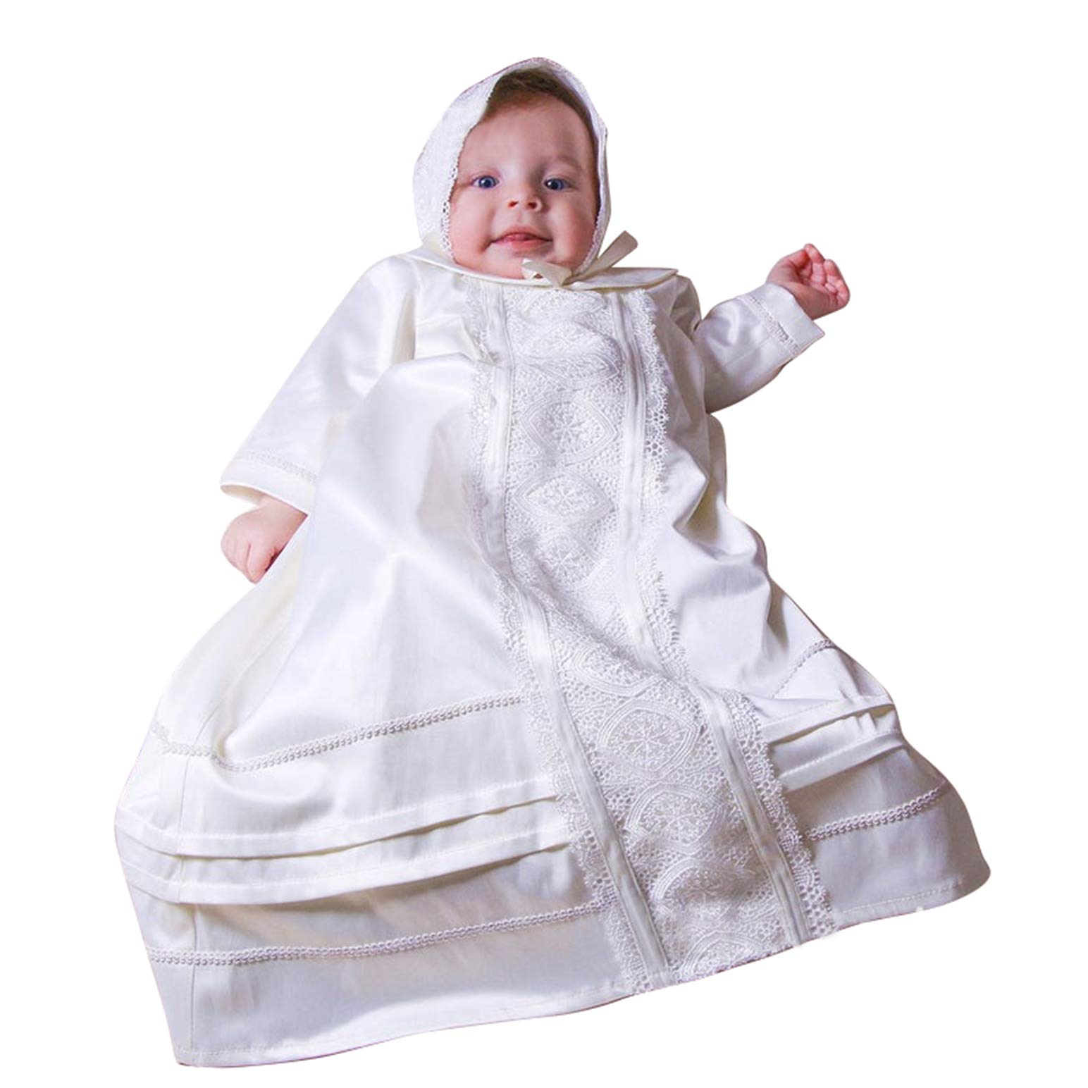 Premium Christening Gowns for Baby Boys - 2-Piece Long Baptism Outfit with Bonnet | Newborn Baptism Ceremony & First Communion Outfit