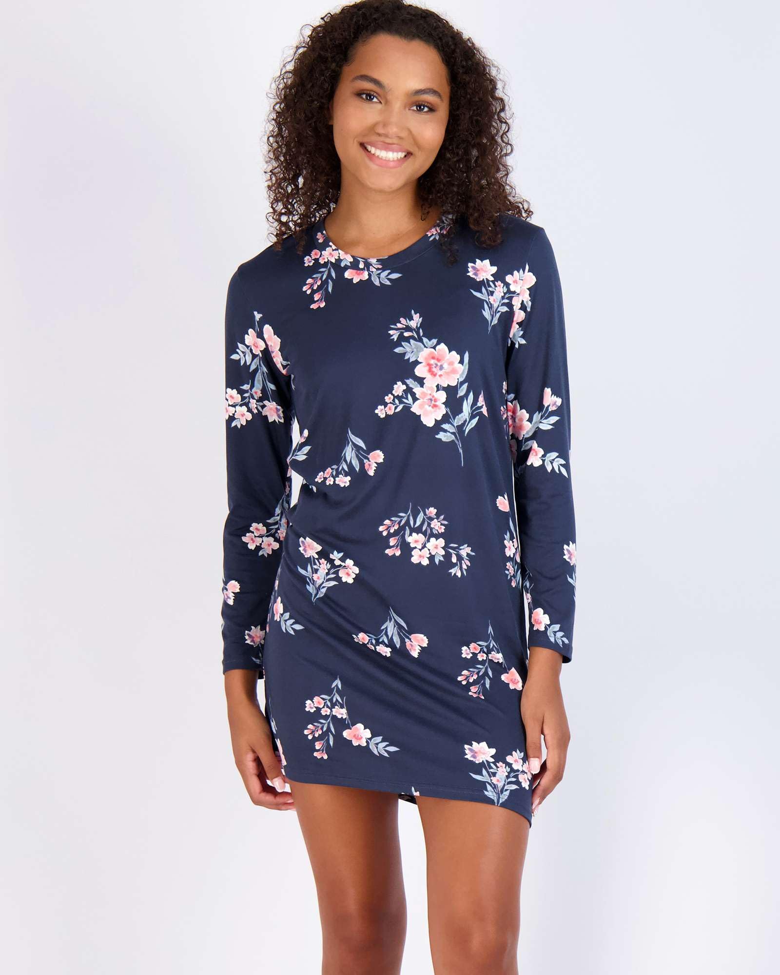 Real Essentials 3 Pack Women's Ultra-Soft Long Sleeve Nightshirt Sleep Dress - Floral Print Nightgown for Women & Plus Size - Cozy Loungewear for Relaxing at Home, Sleeping & Comfortable Nightwear