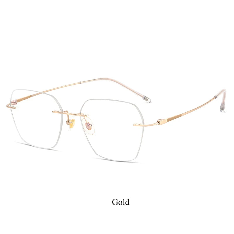 Bclear Women's Rimless Polygon Cat Eye Titanium Eyeglasses Frame 46074 - Lightweight & Durable for Work, Reading & Fashion